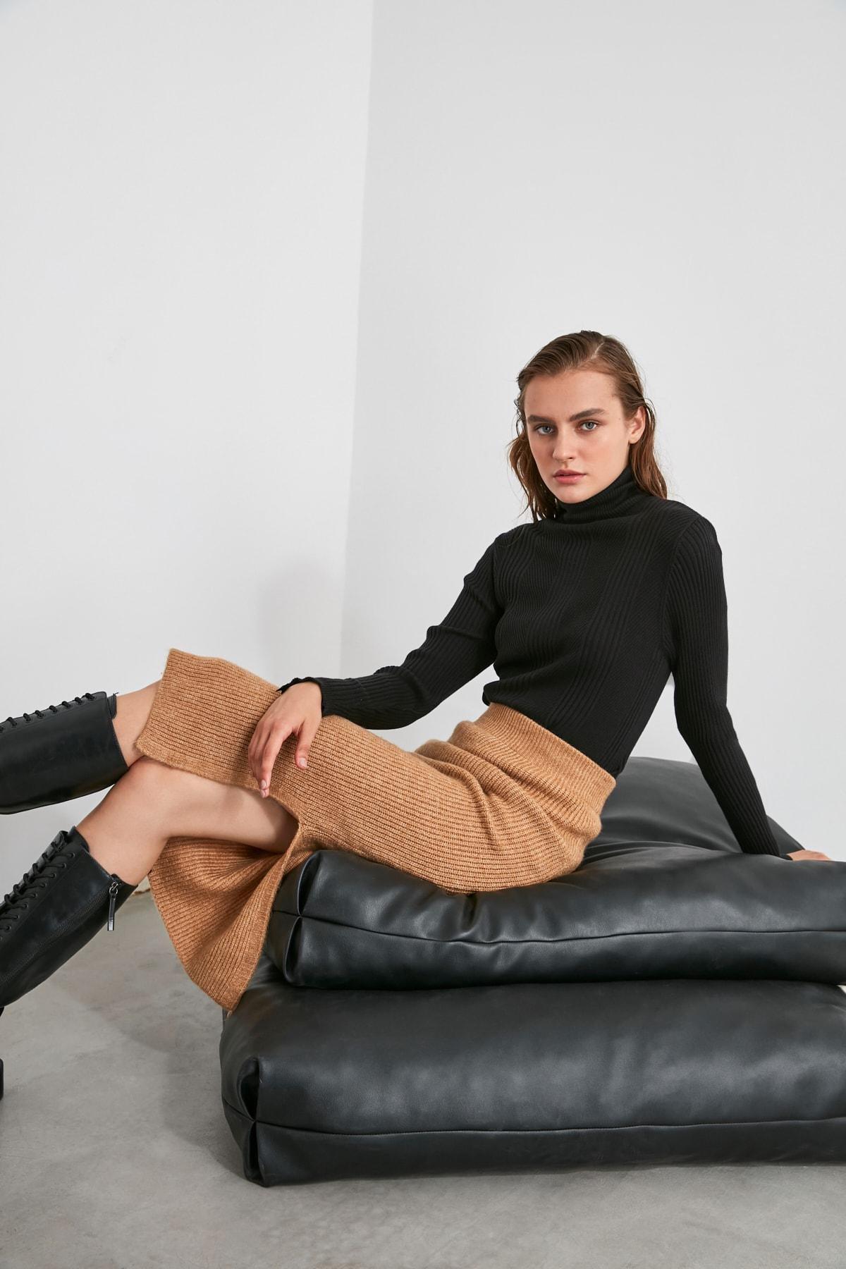 Brown Midi Skirt, , large image number 0