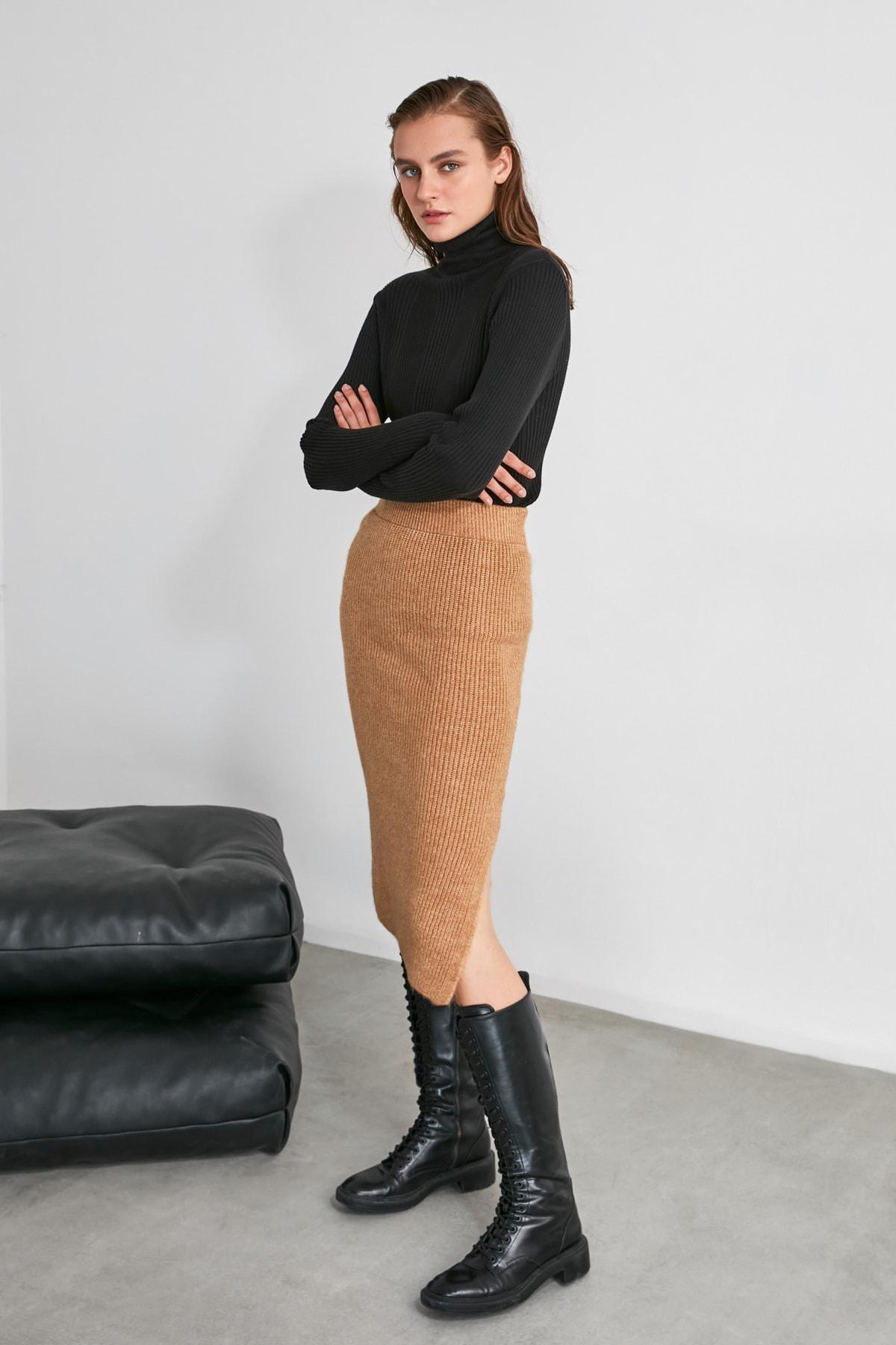 Brown Midi Skirt, , large image number 1
