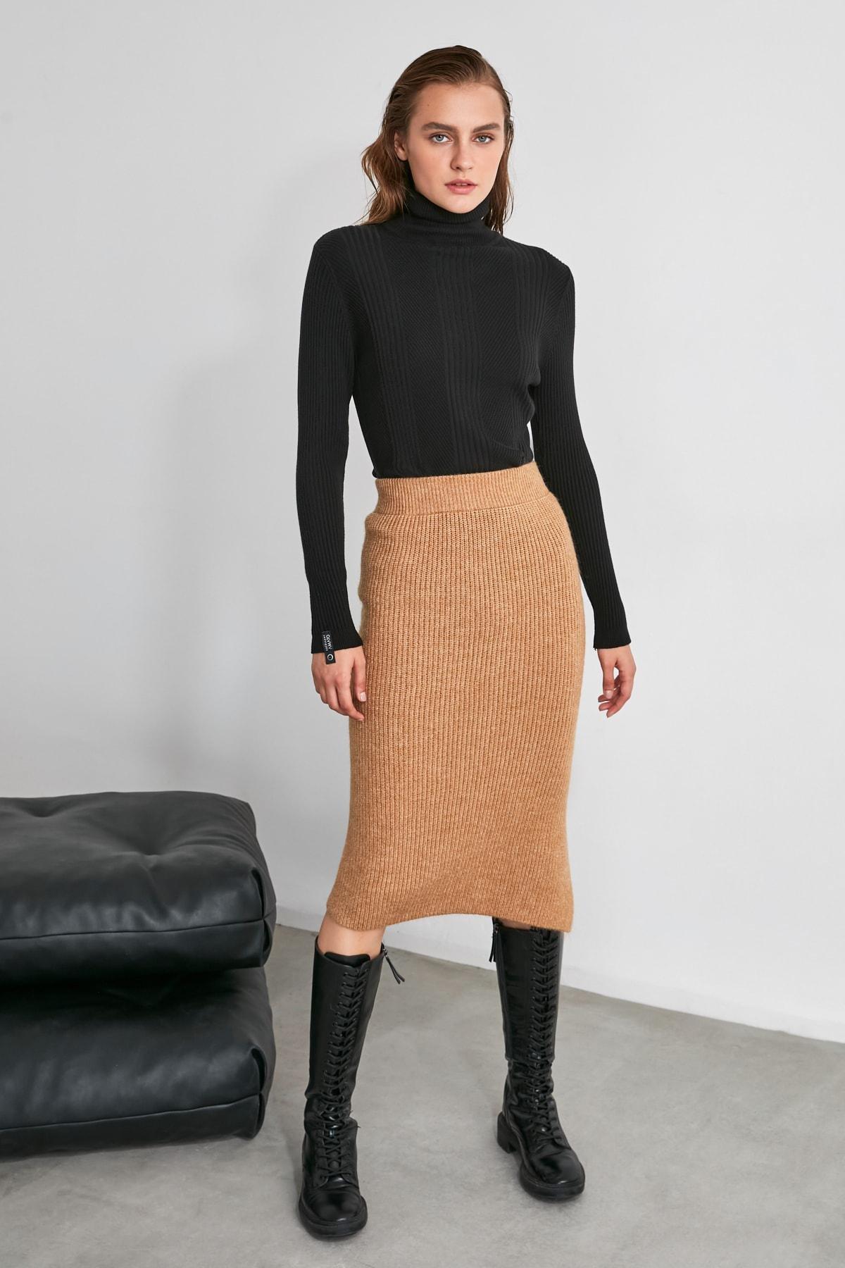 Brown Midi Skirt, , large image number 3