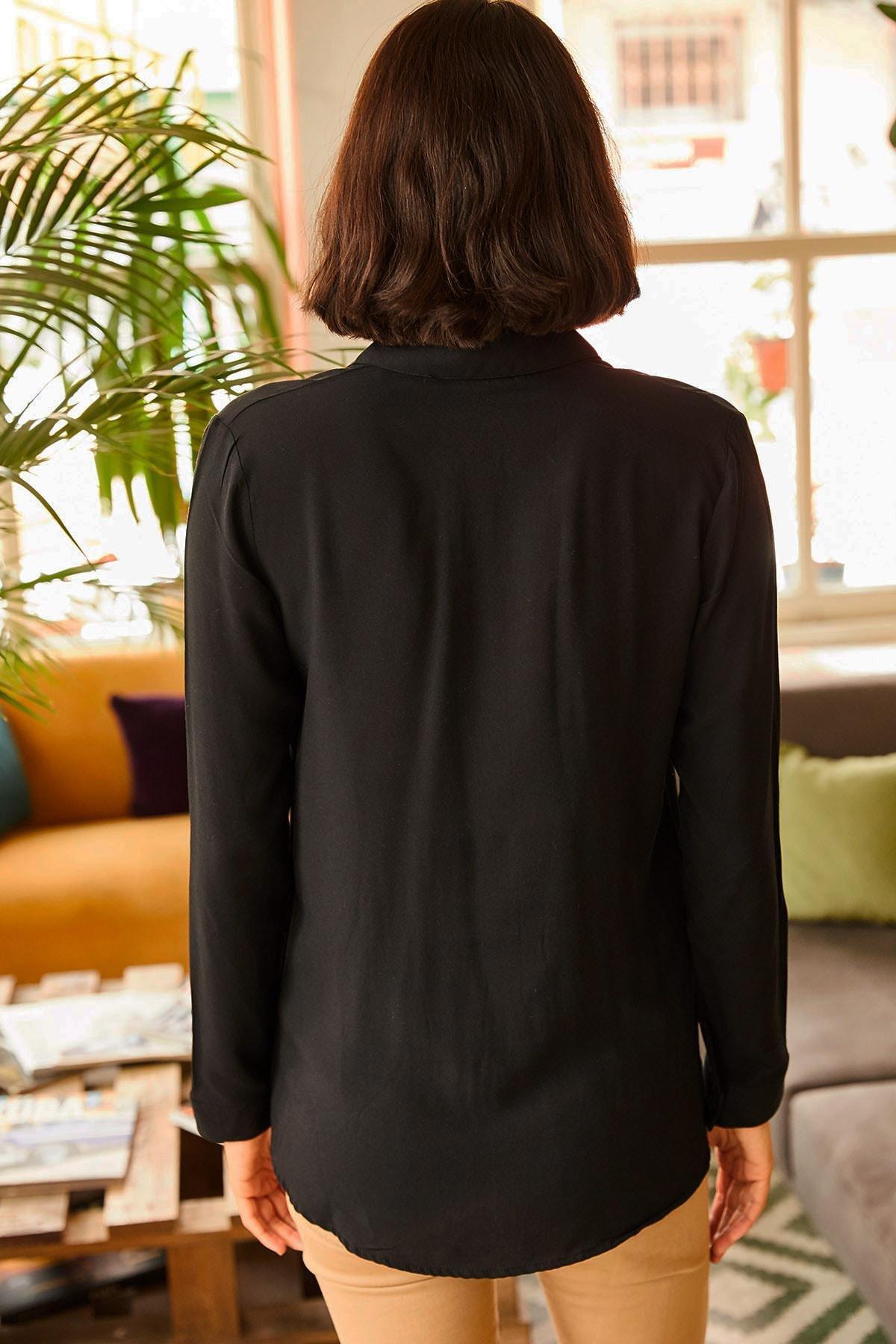 Black Collared Shirt, BLACK, large image number 1