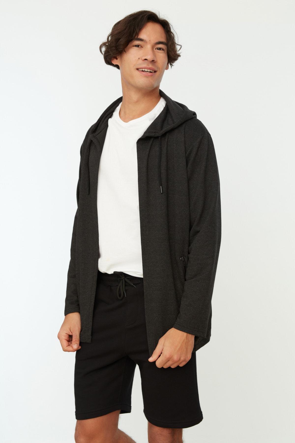 Grey Zippered Cardigan, , large image number 0