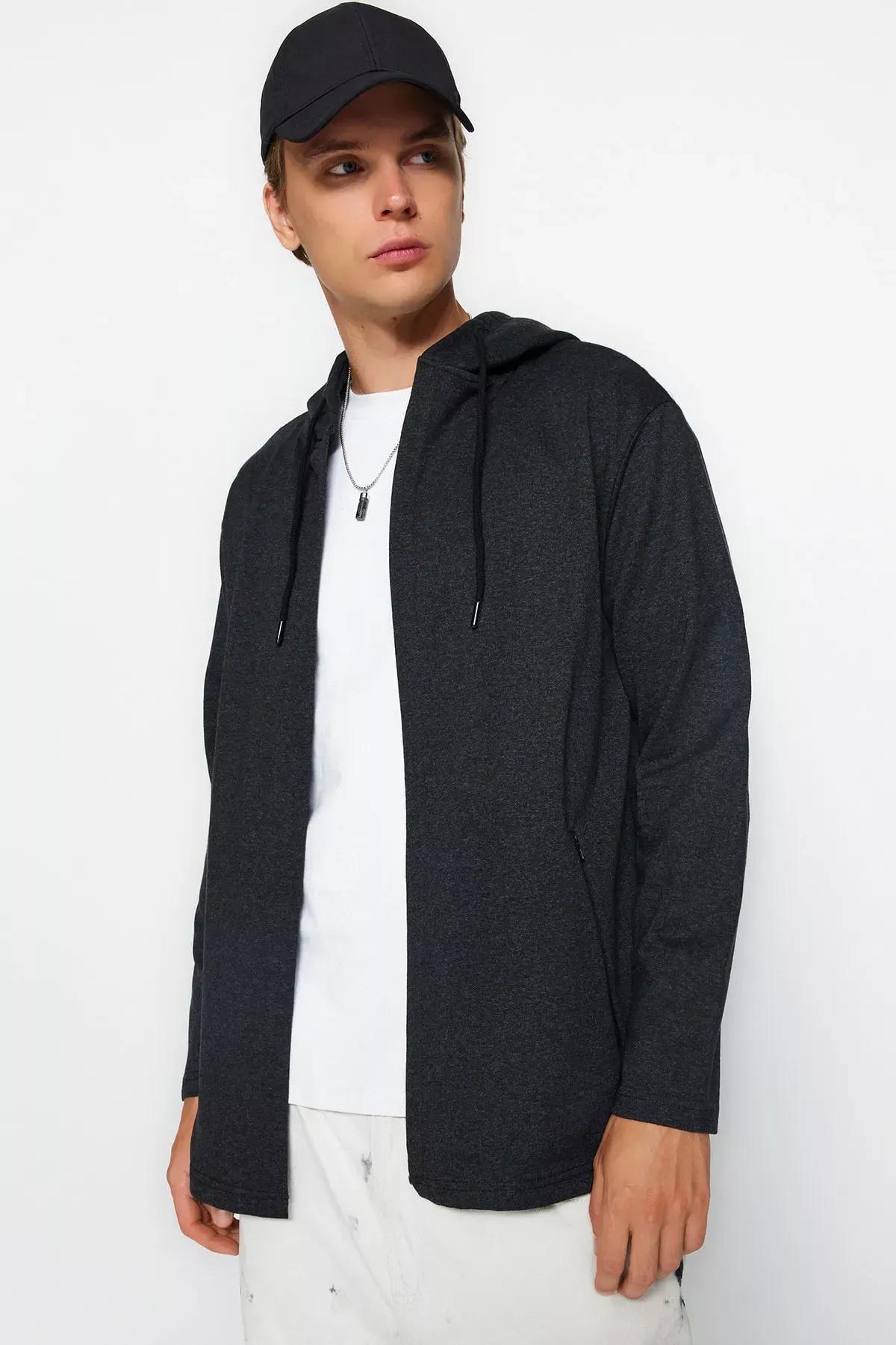 Grey Zippered Cardigan, Gray, medium