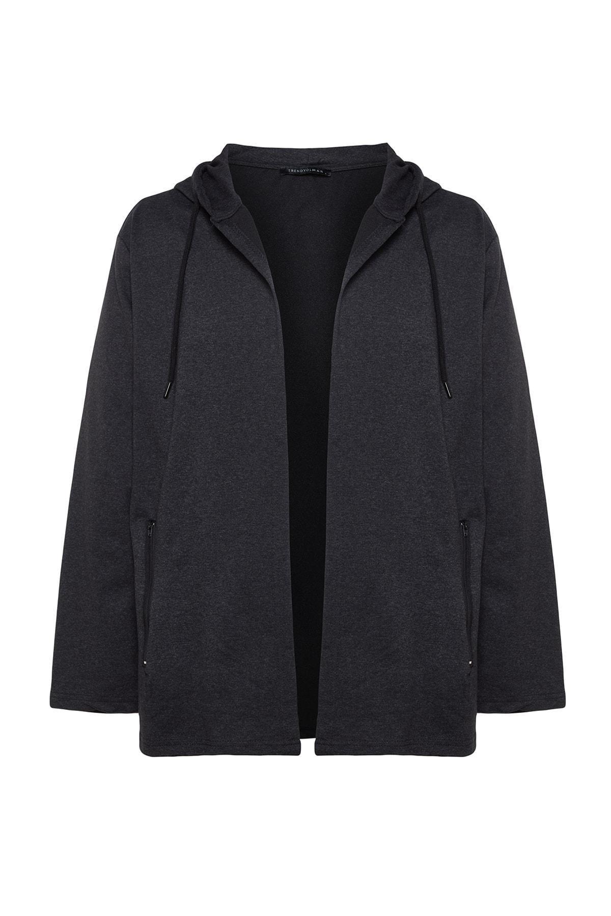 Grey Zippered Cardigan, Gray, large image number 5