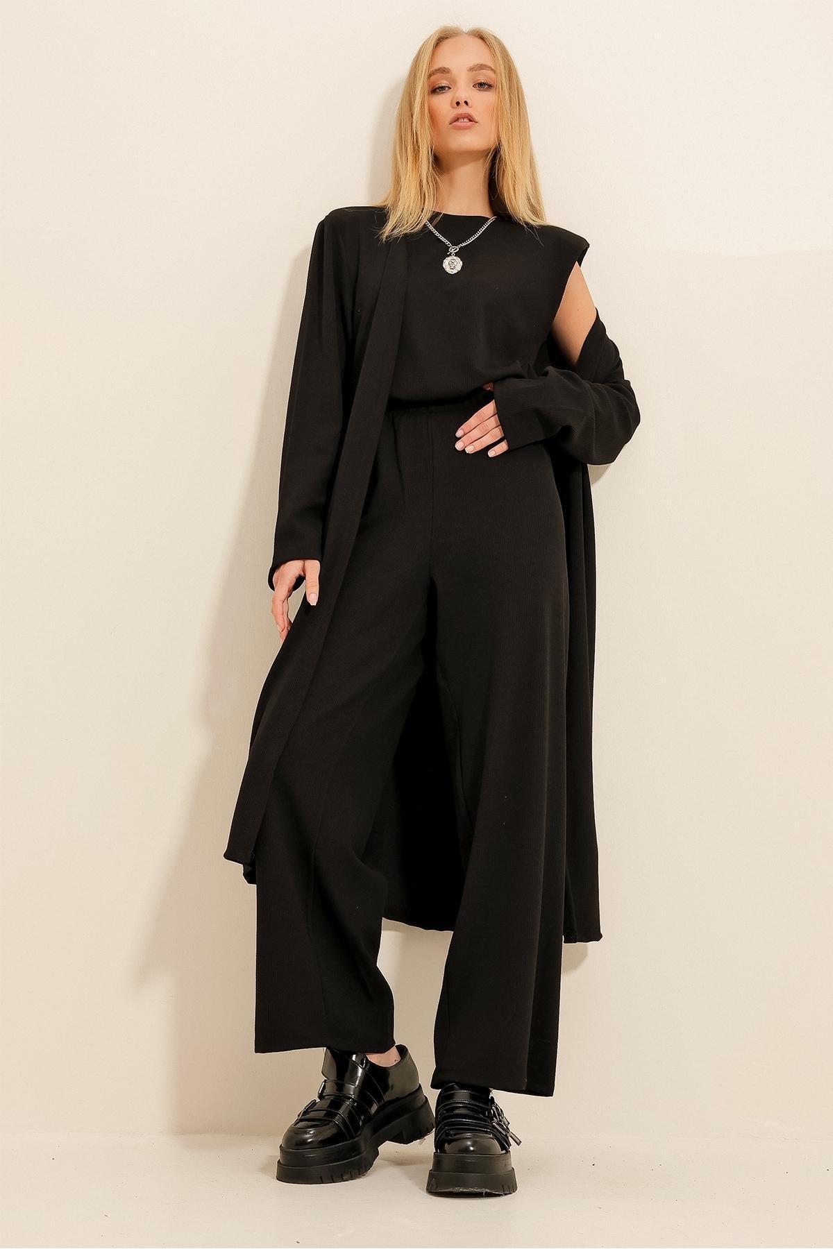 Black Shoulder Padded Co-Ord Set, , large image number 1
