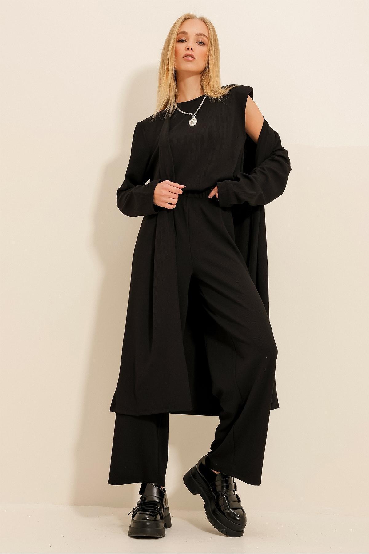 Black Shoulder Padded Co-Ord Set, , large image number 2
