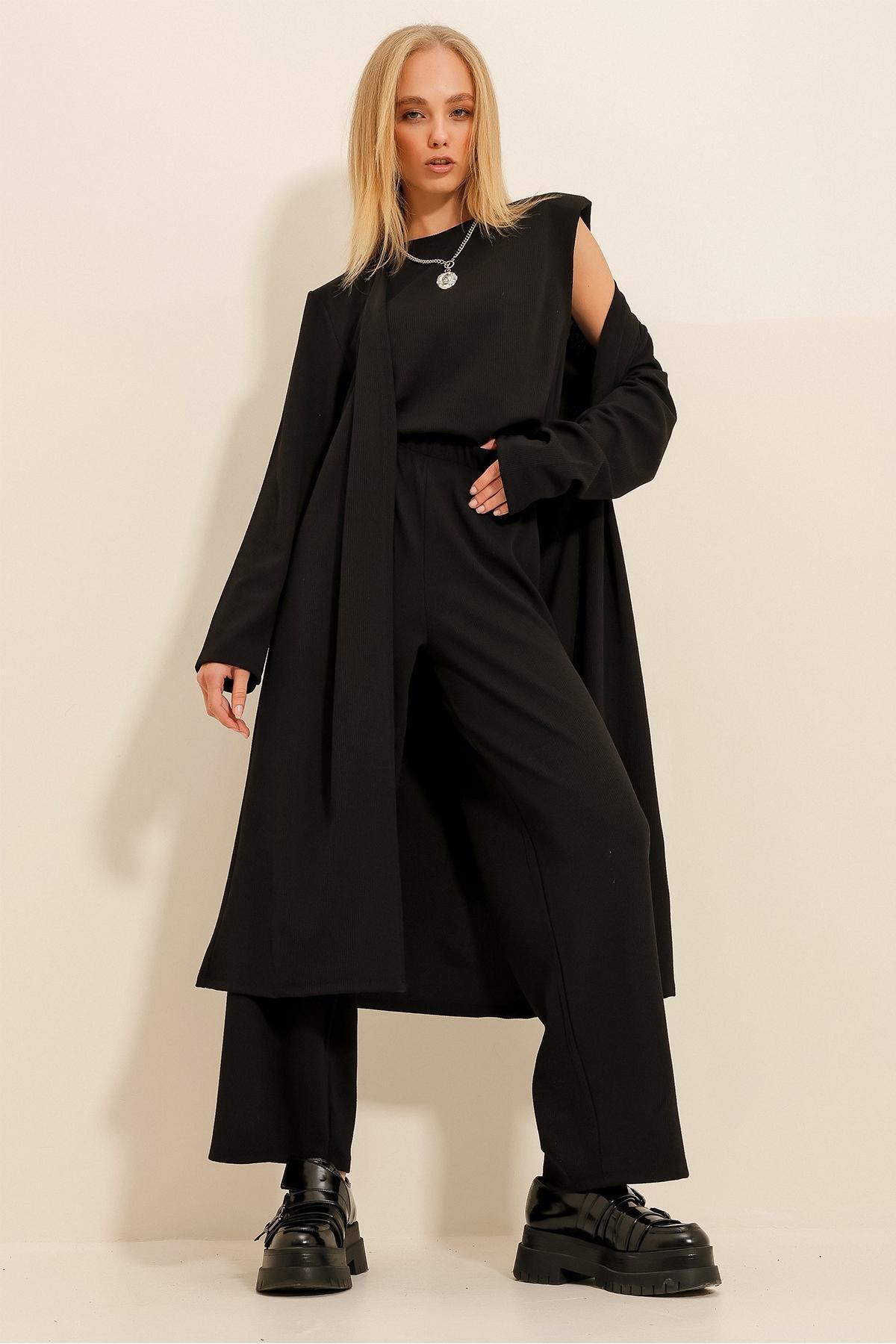 Black Shoulder Padded Co-Ord Set, , large image number 3
