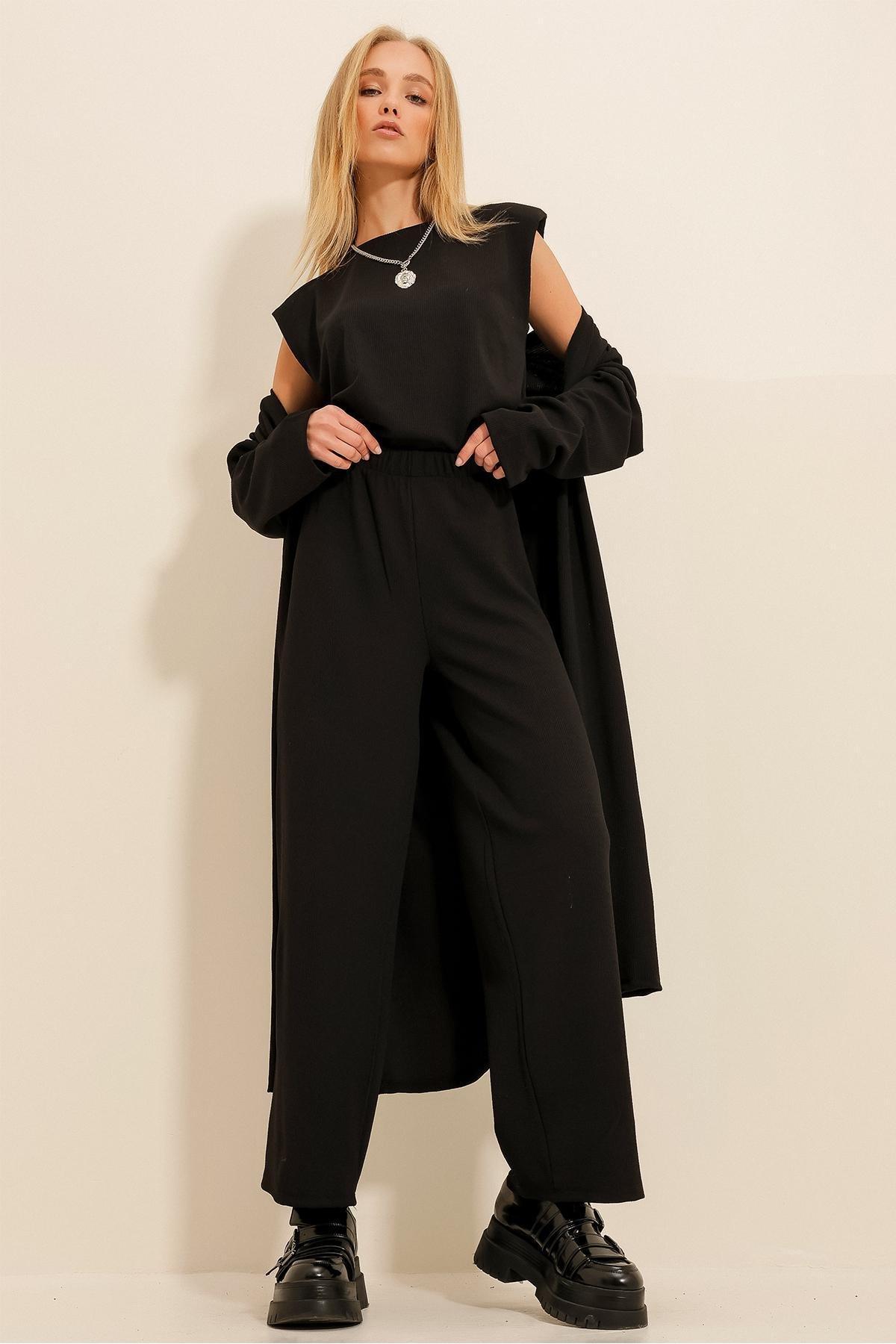 Black Shoulder Padded Co-Ord Set, , large image number 4