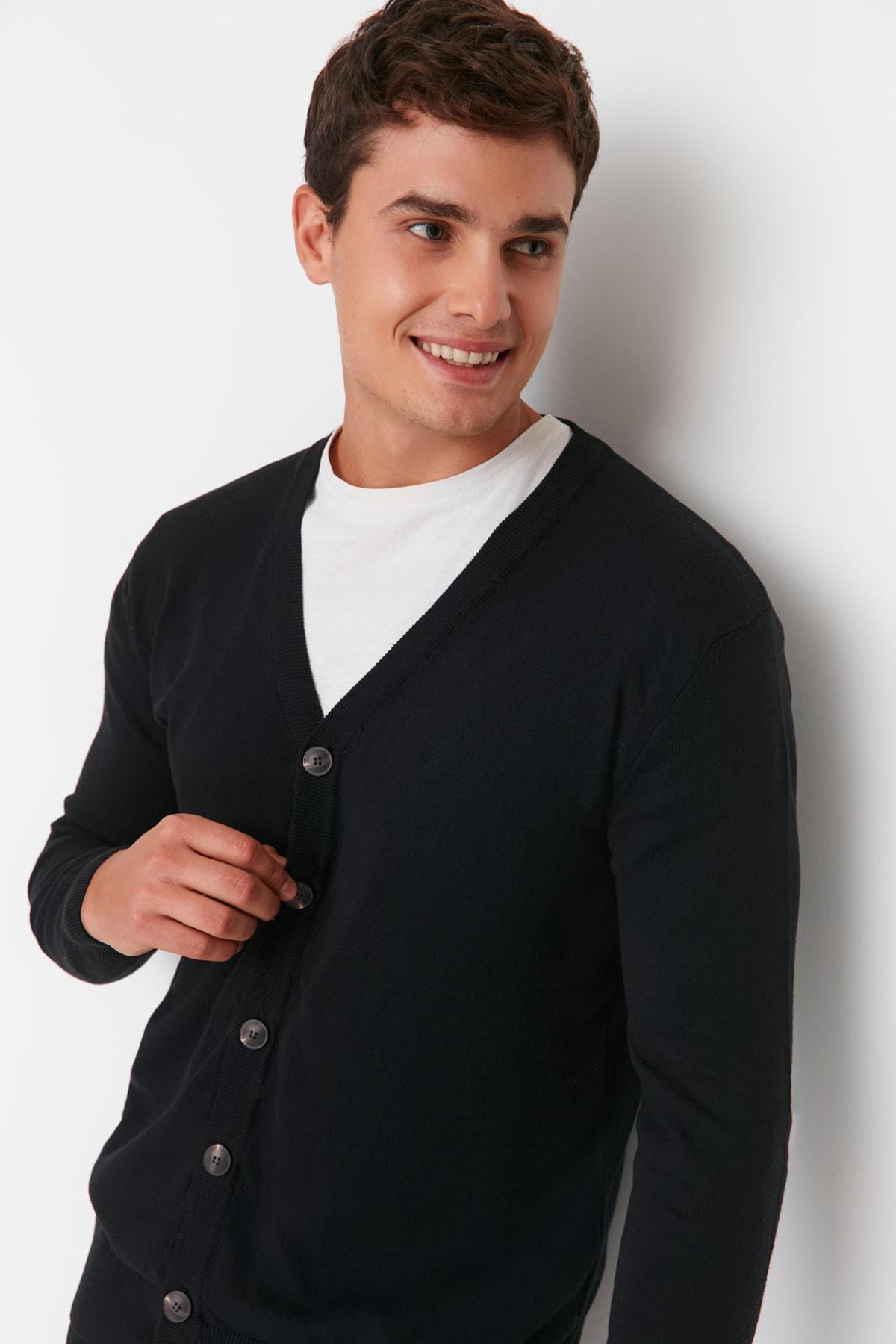 Black Regular Cardigan, Black, medium