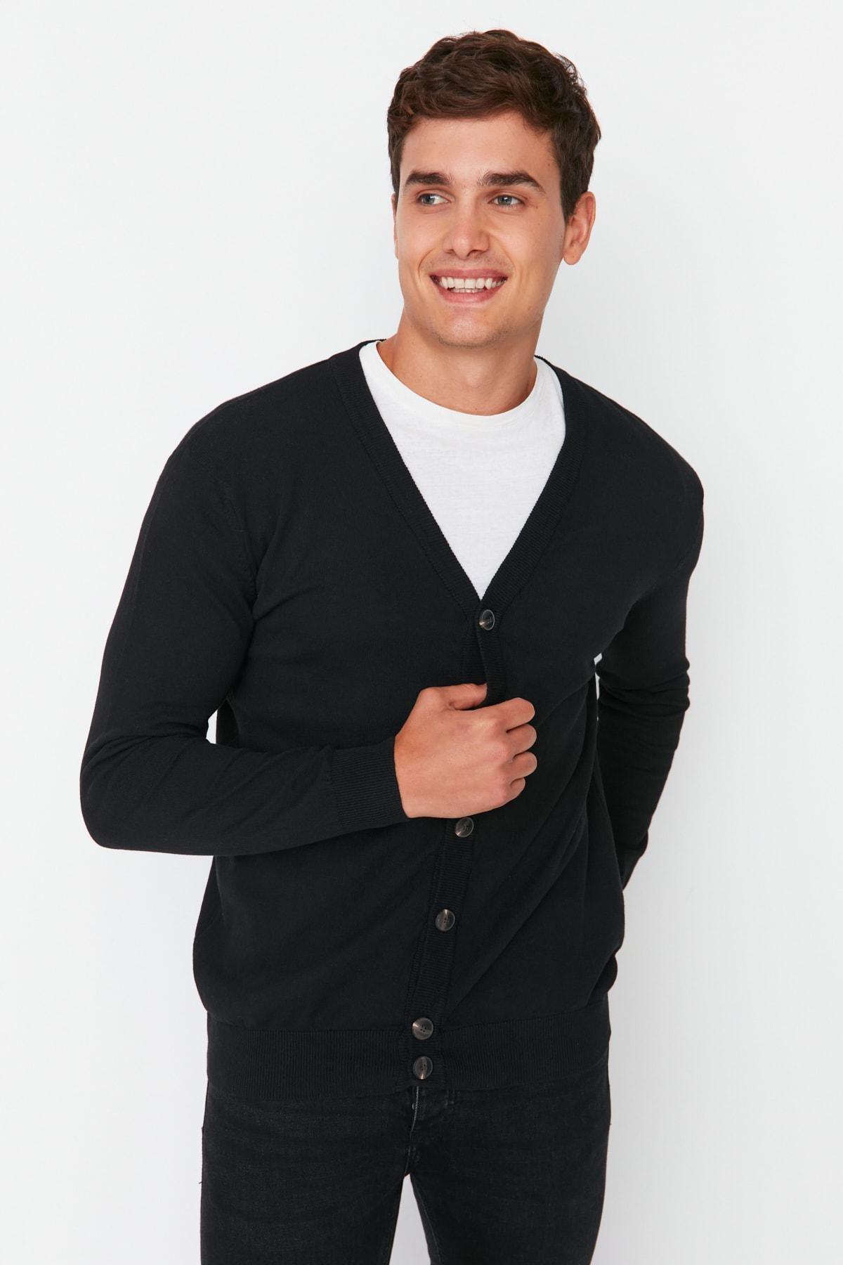Black Regular Cardigan, Black, large image number 3