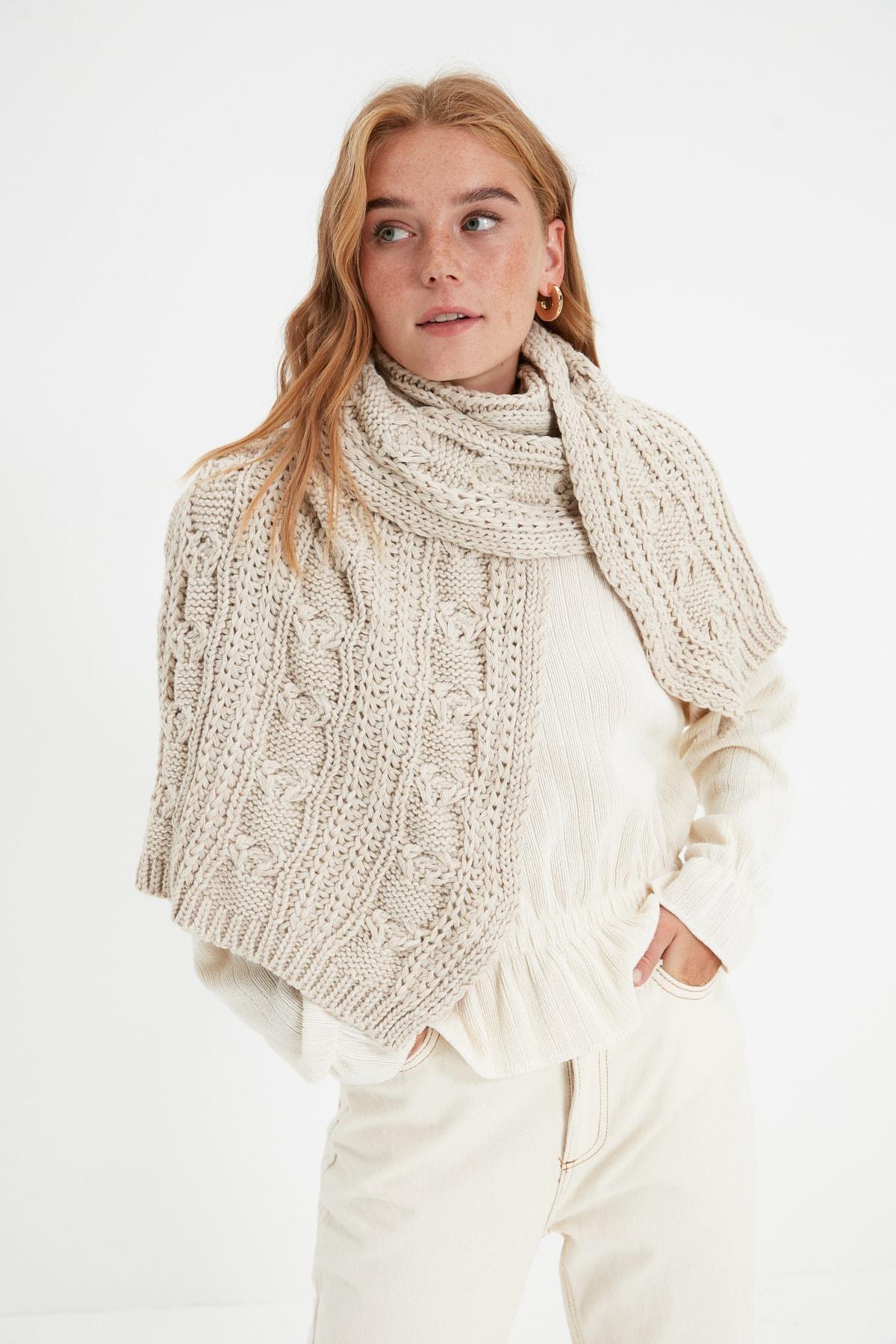Beige Textured Business Scarf, Beige, large image number 0