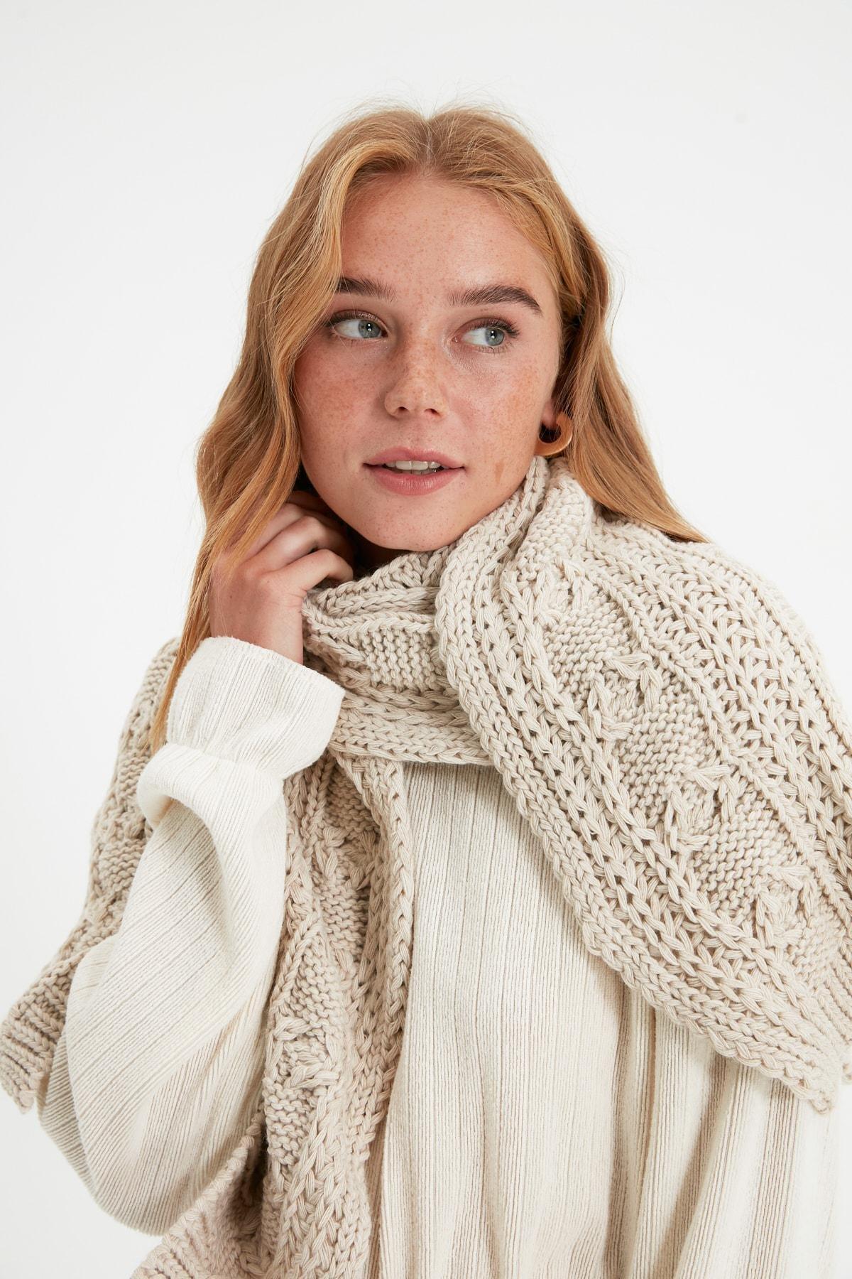 Beige Textured Business Scarf, Beige, large image number 2