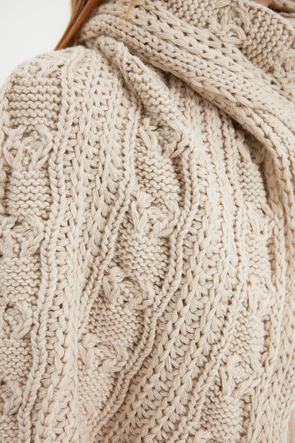 Beige Textured Business Scarf, Beige, large image number 4