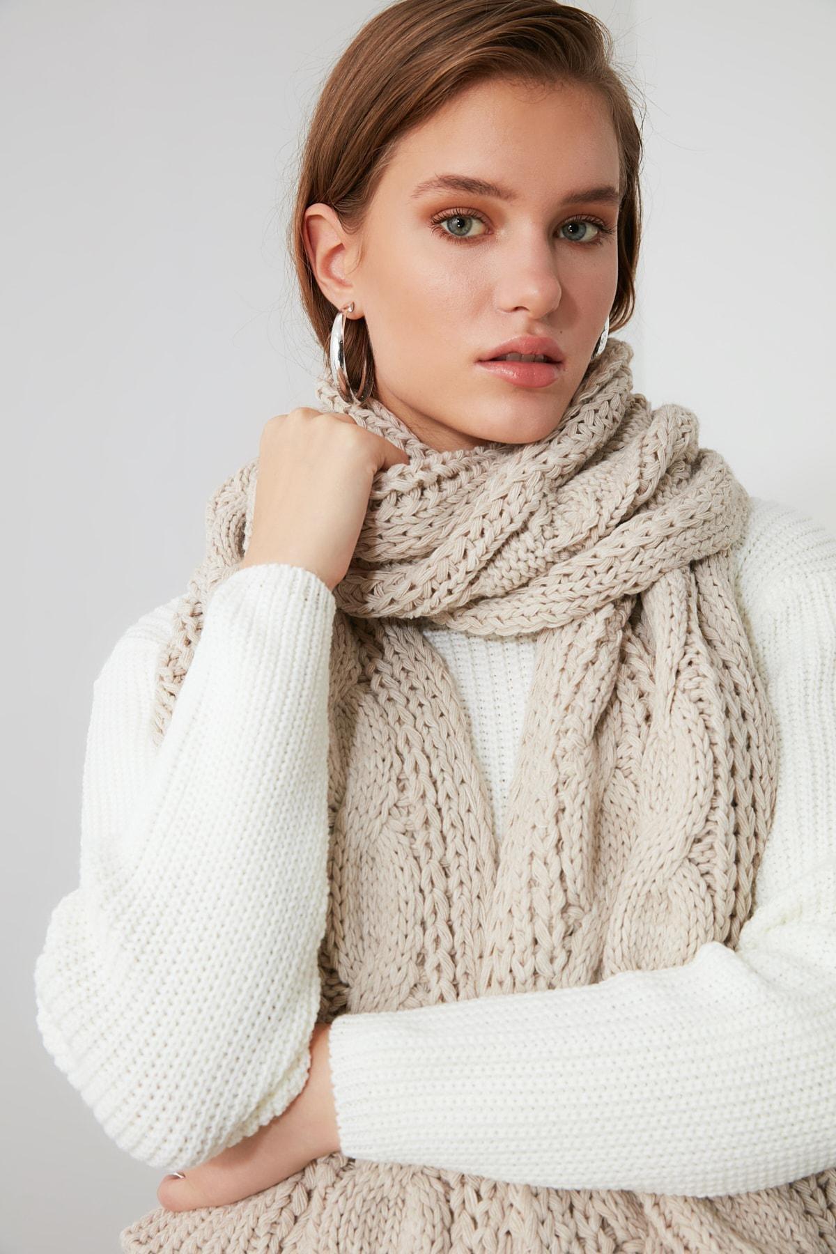 Beige Textured Business Scarf, Beige, large image number 5