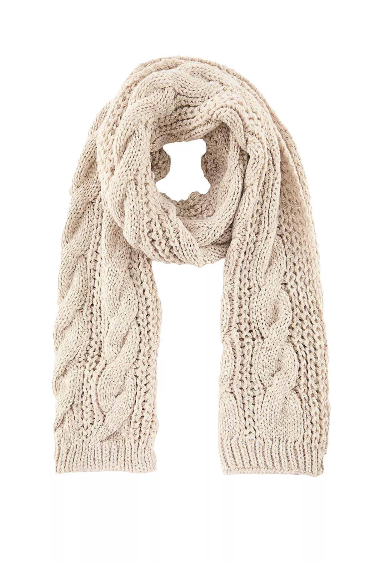 Beige Textured Business Scarf, Beige, large image number 5