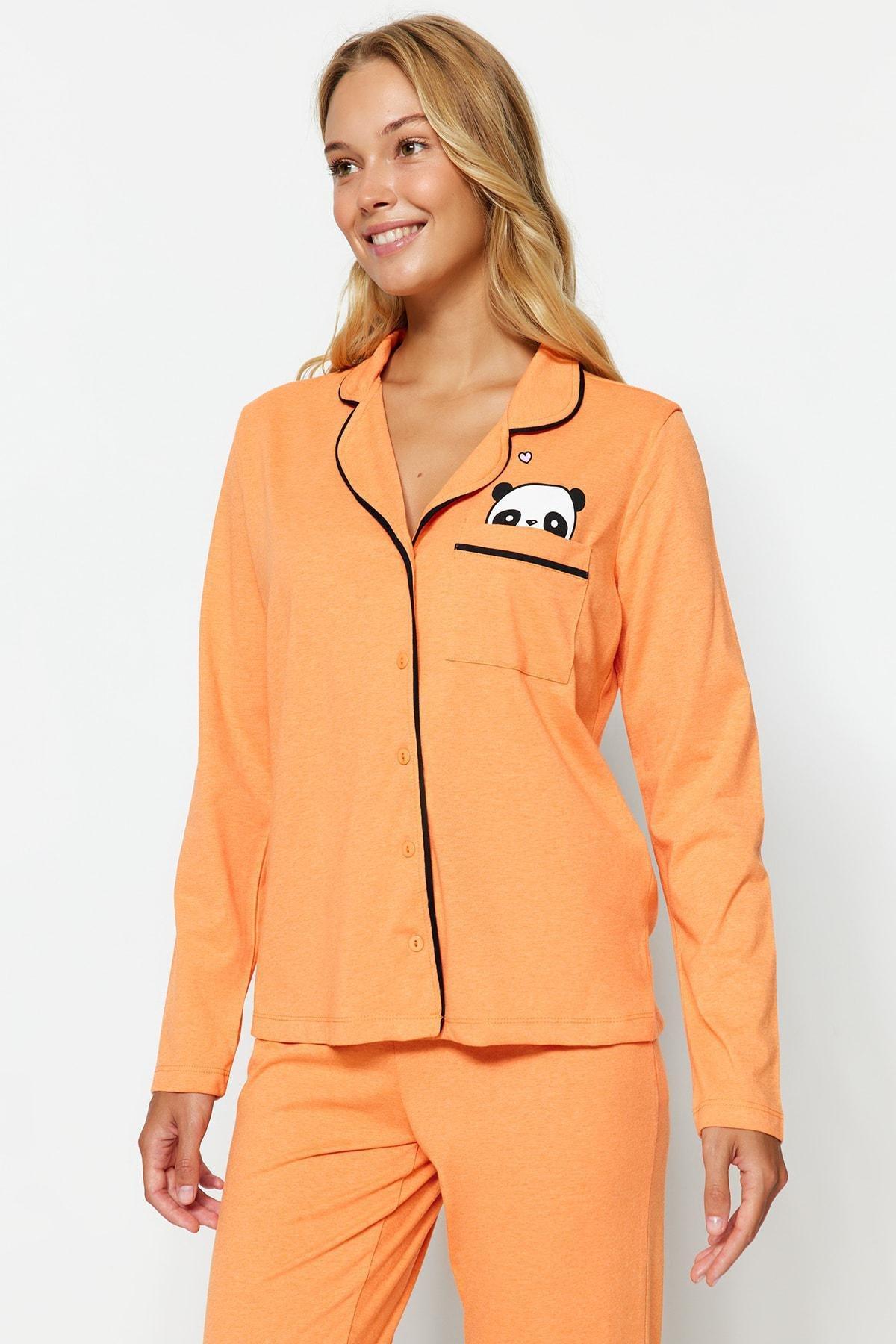 Brown Panda Printed Knitted Co-Ord Set, , large image number 0