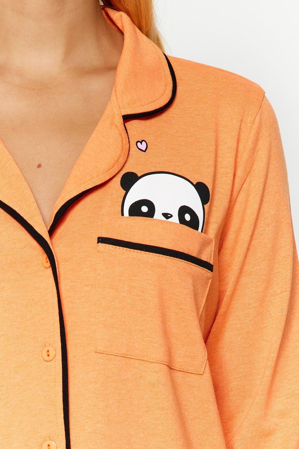 Brown Panda Printed Knitted Co-Ord Set, , large image number 4