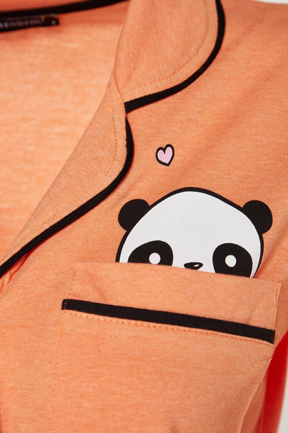 Brown Panda Printed Knitted Co-Ord Set, , large image number 7