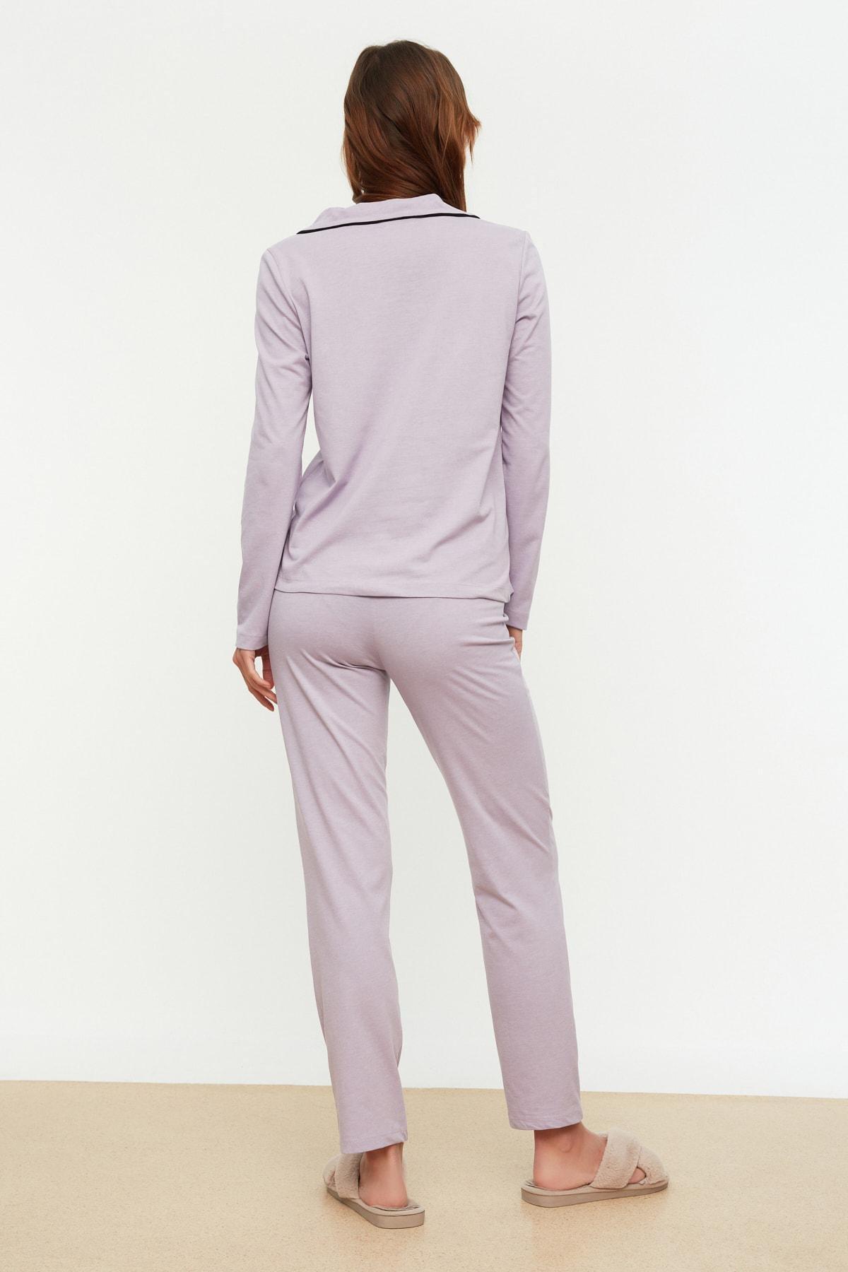 طقم بيجاما مزين بطبعة، بنفسجي, Purple, large image number 5
