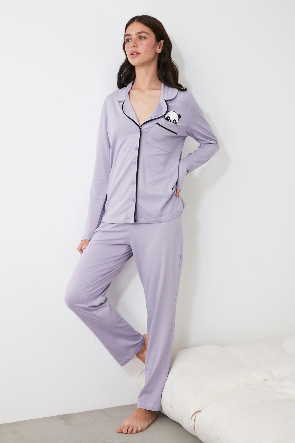 Purple Printed Pajama Set, Purple, large image number 7