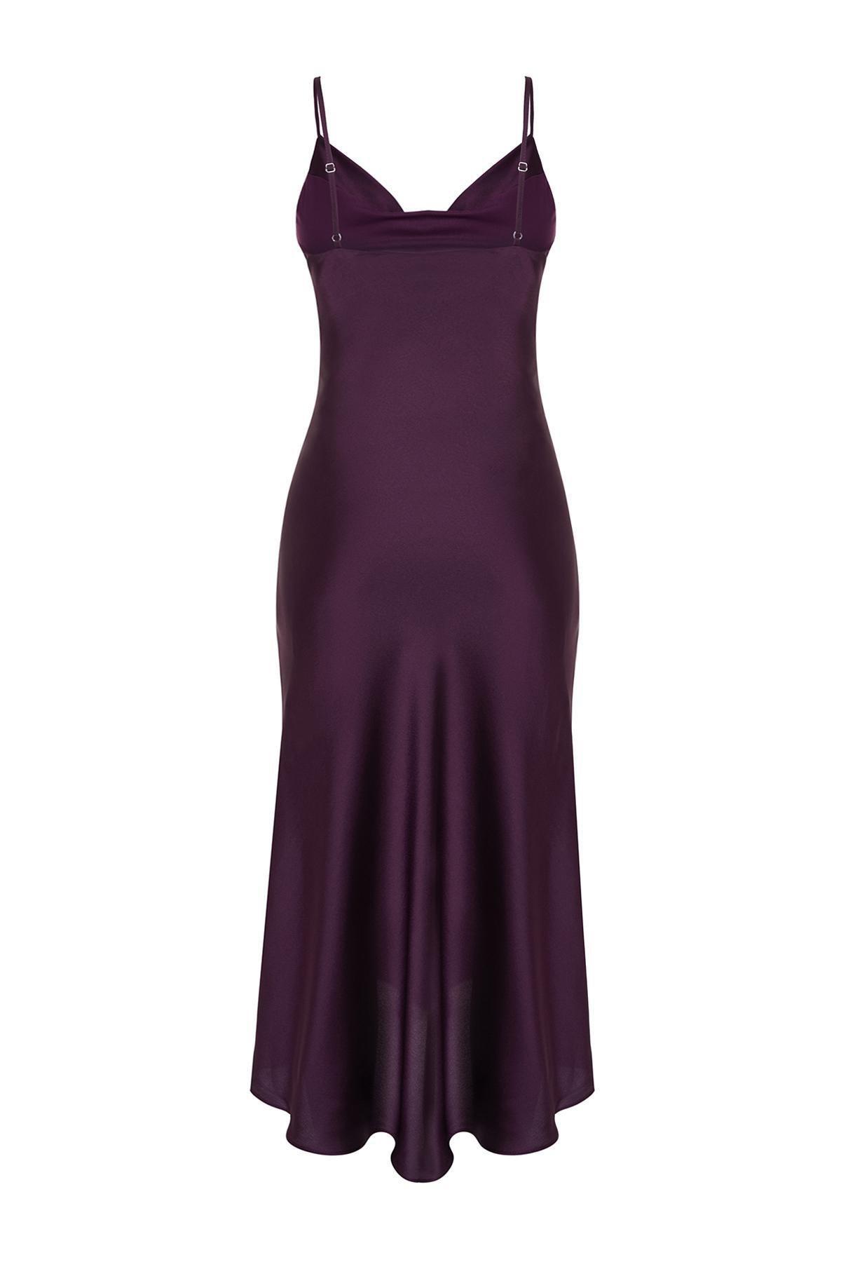 Purple Lined Satin Occasion Wear Dress, , large image number 6