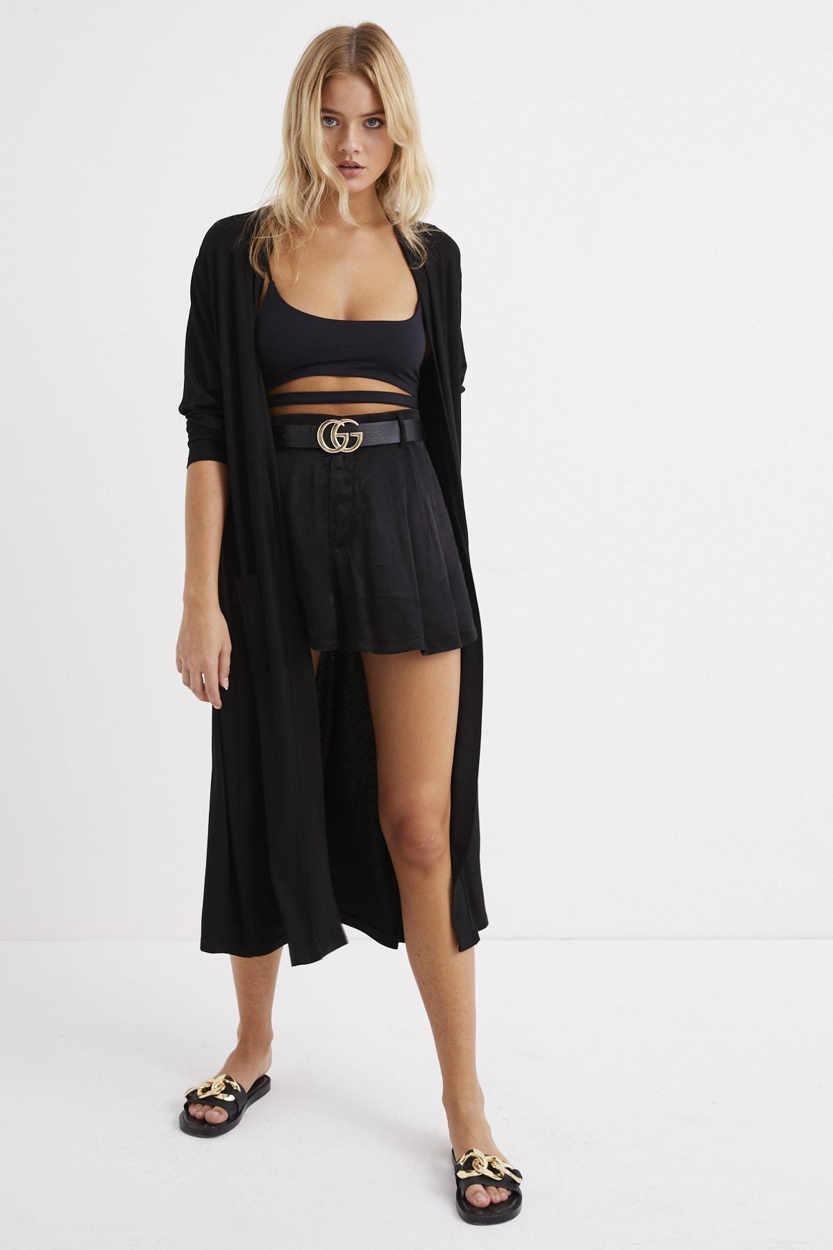 Black Shawl Collar Cardigan, , large image number 3
