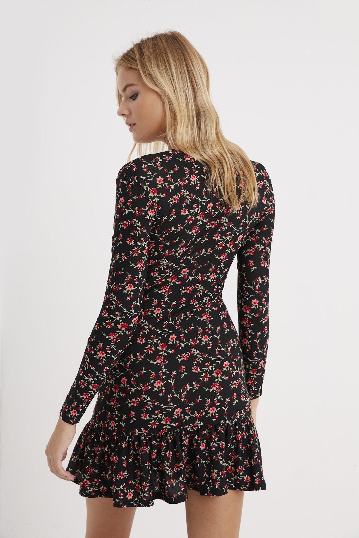 Black Ruffle Hem Dress, , large image number 3