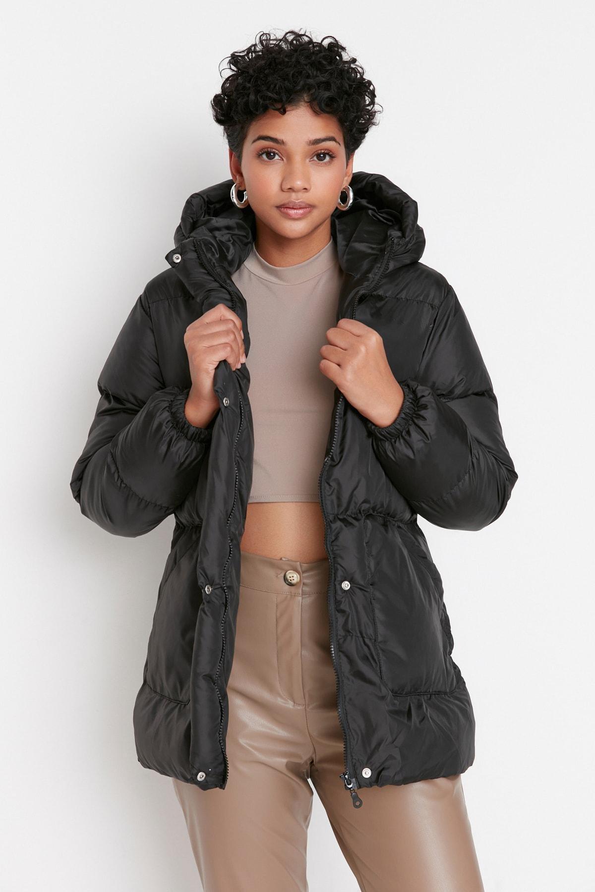 Black Puffer Hooded Jacket, , large image number 1