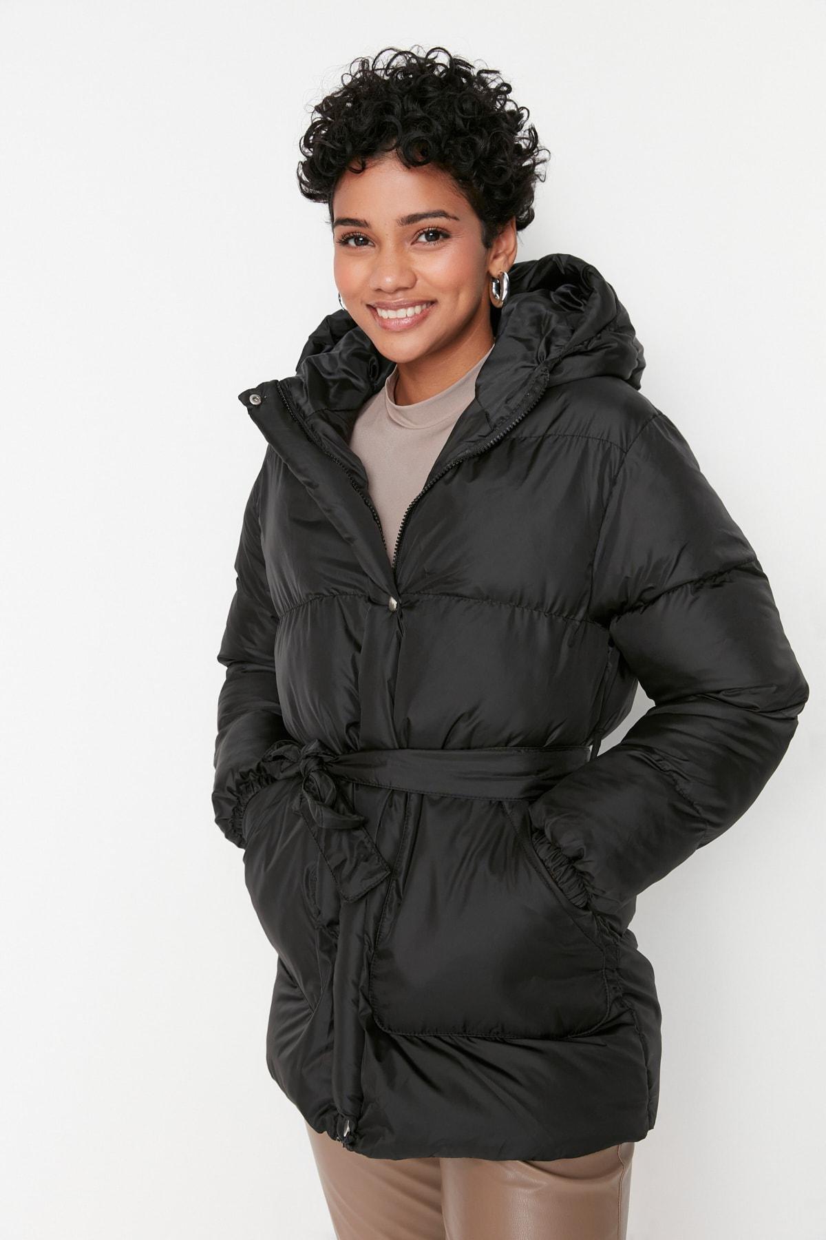 Black Puffer Hooded Jacket, , large image number 2