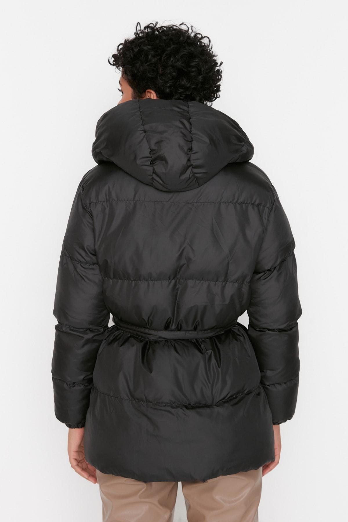 Black Puffer Hooded Jacket, , large image number 4