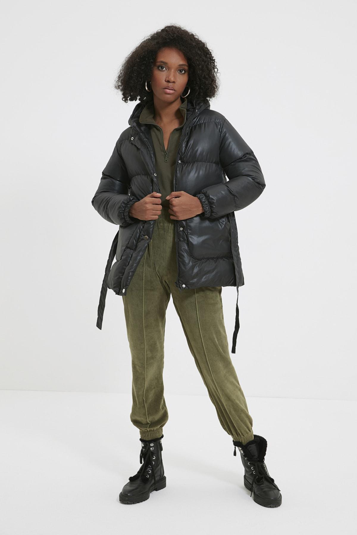 Black Puffer Hooded Jacket, , large image number 6