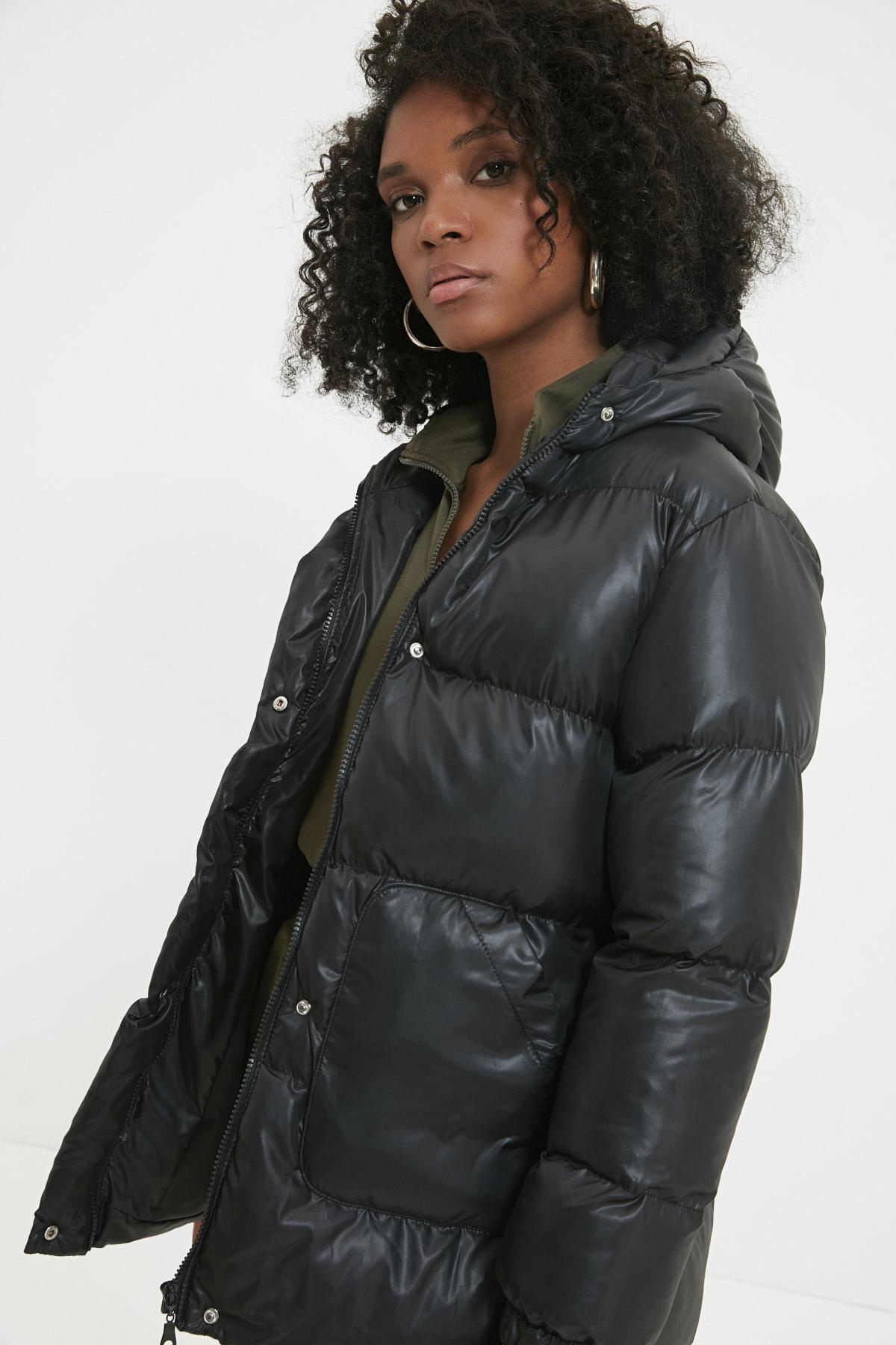 Black Puffer Hooded Jacket, , large image number 7