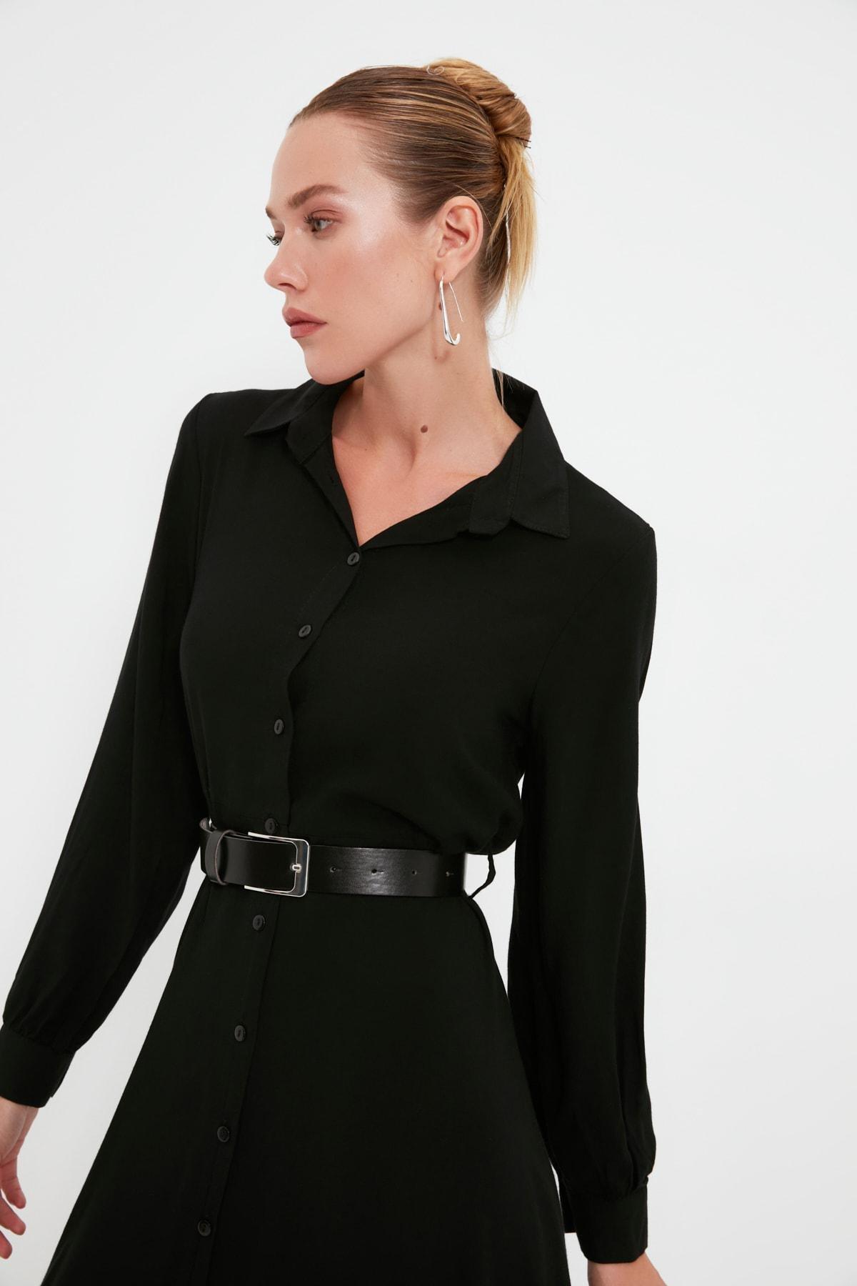 Black Shirt Dress, Black, large image number 4