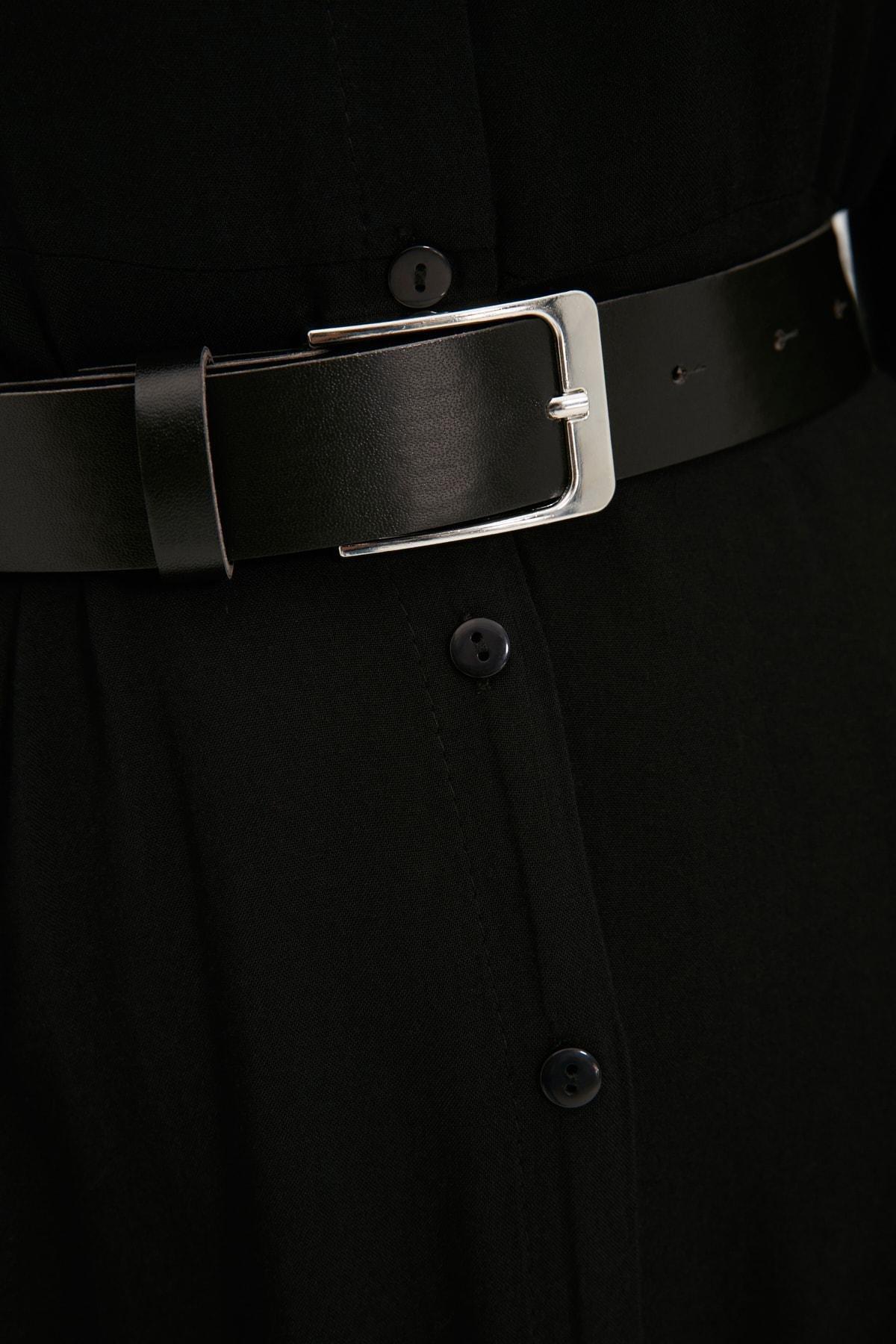 Black Shirt Dress, Black, large image number 6