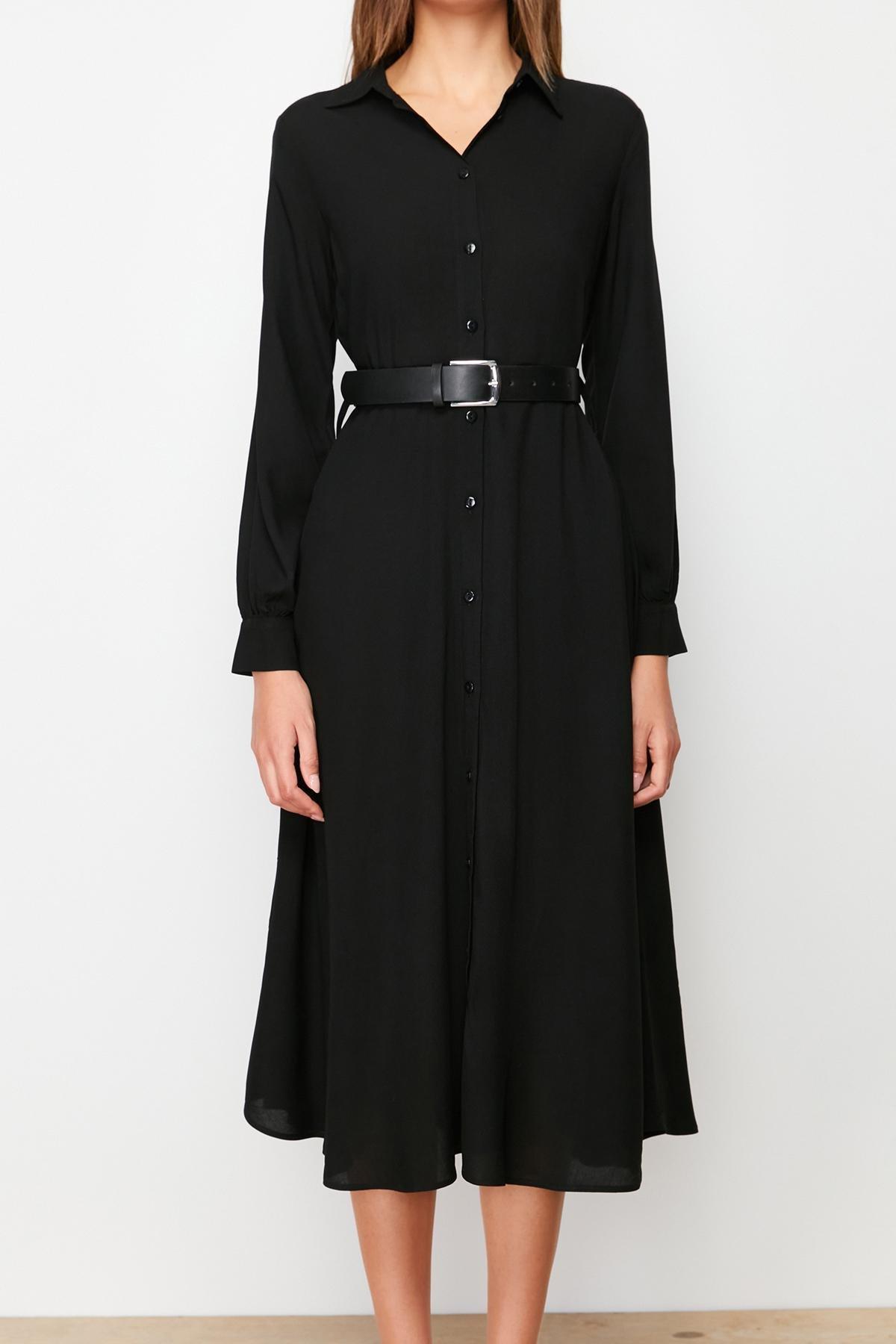 Black Shirt Dress, Black, large image number 7
