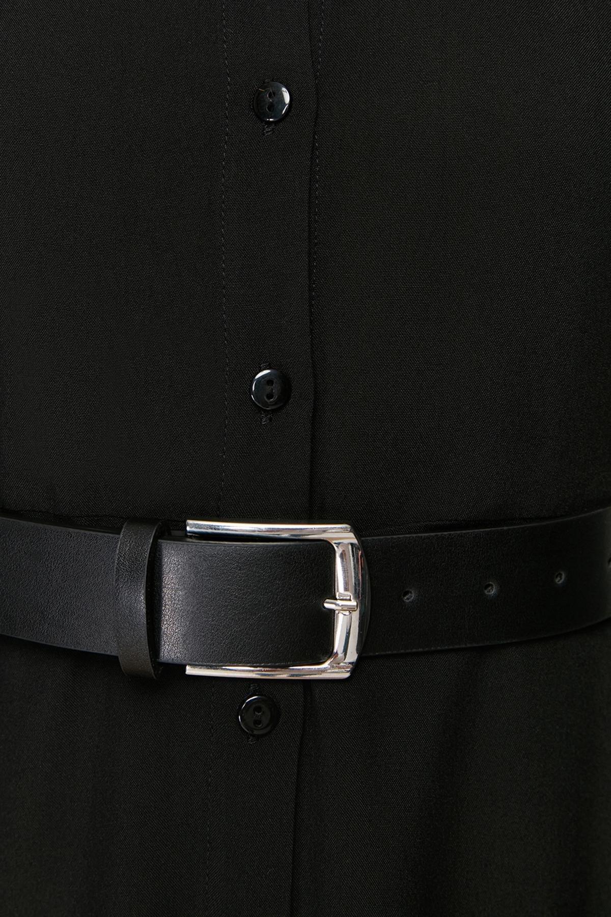 Black Shirt Dress, Black, large image number 9