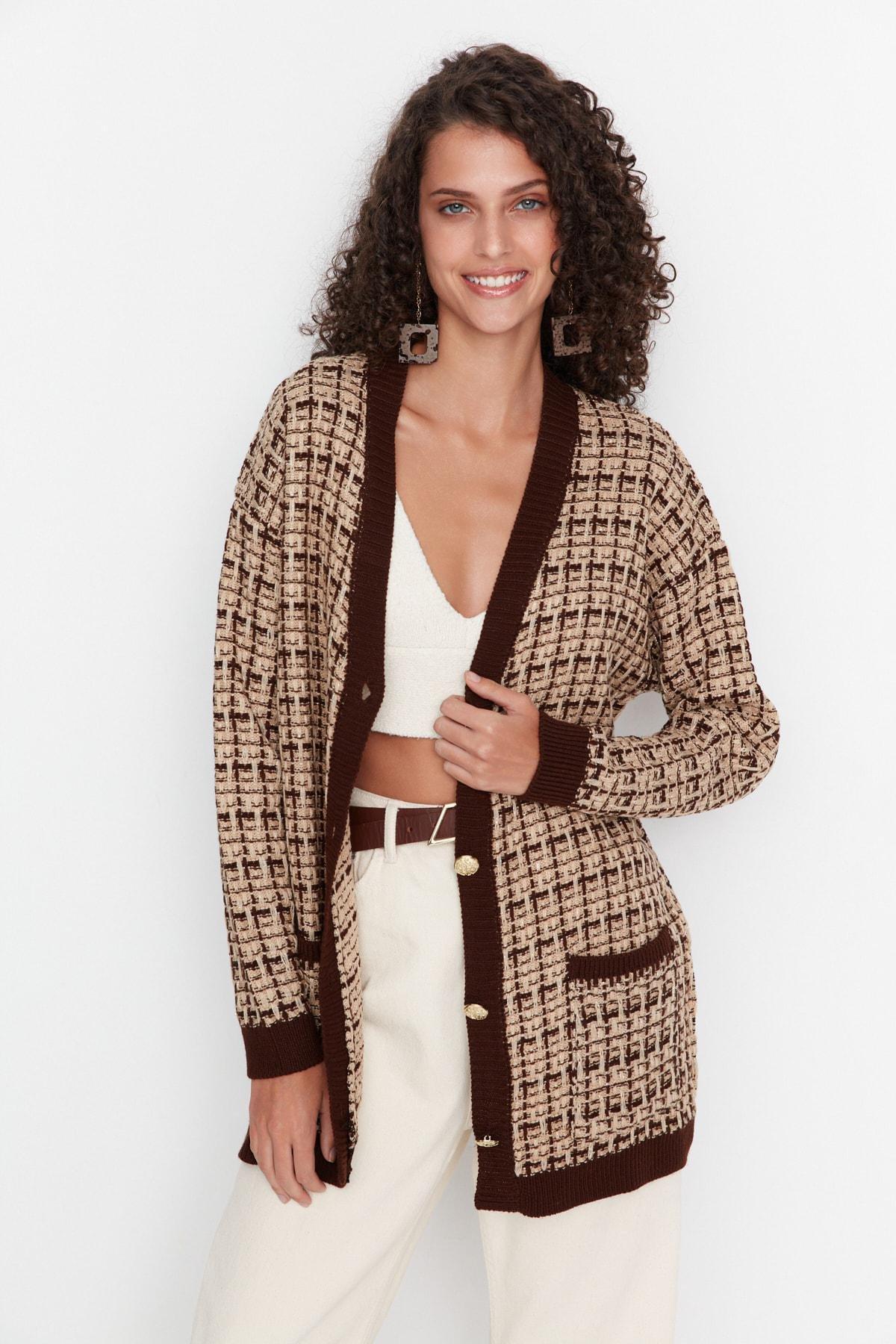 Brown Oversize Cardigan, , large image number 0