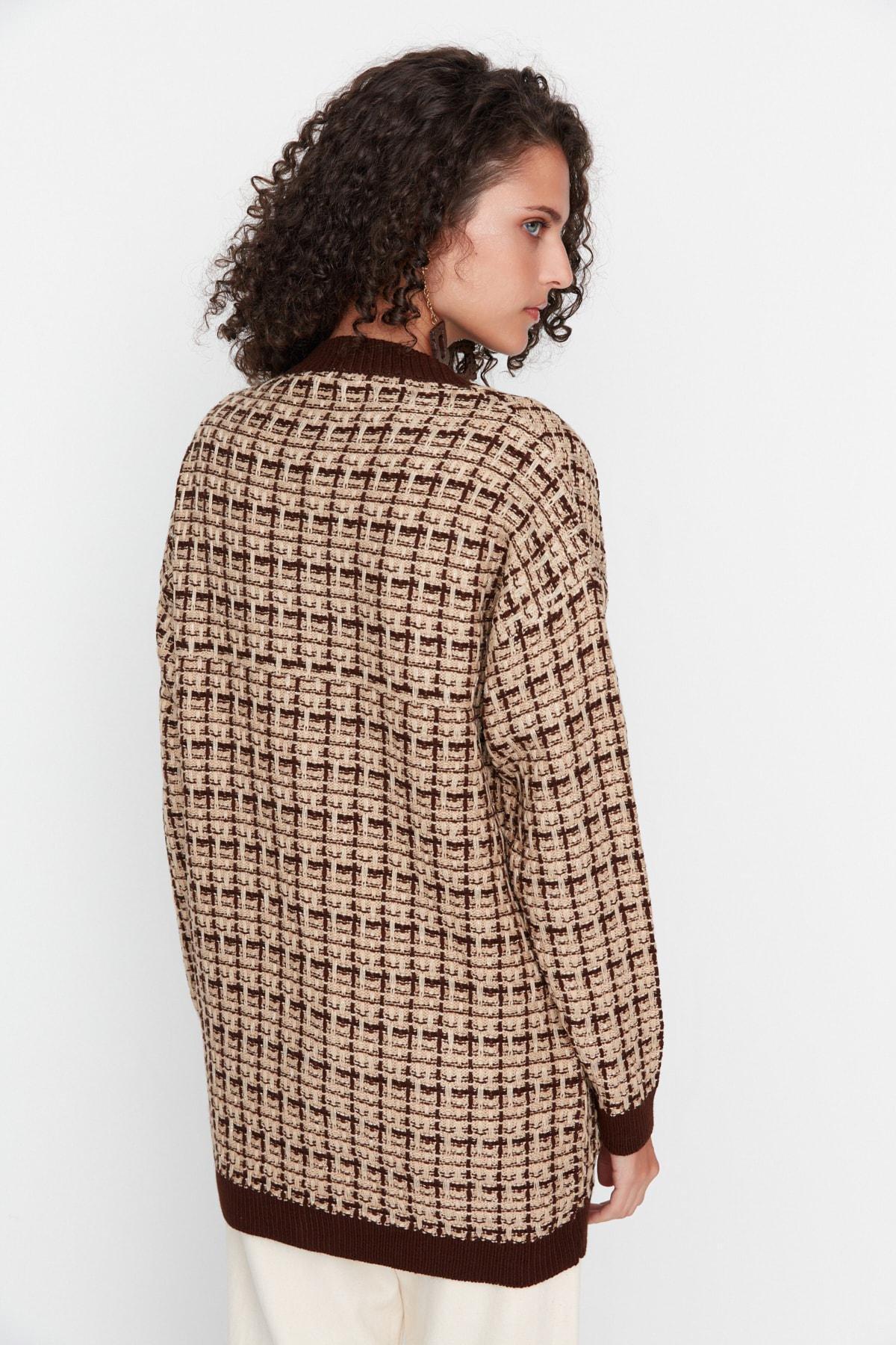 Brown Oversize Cardigan, , large image number 4