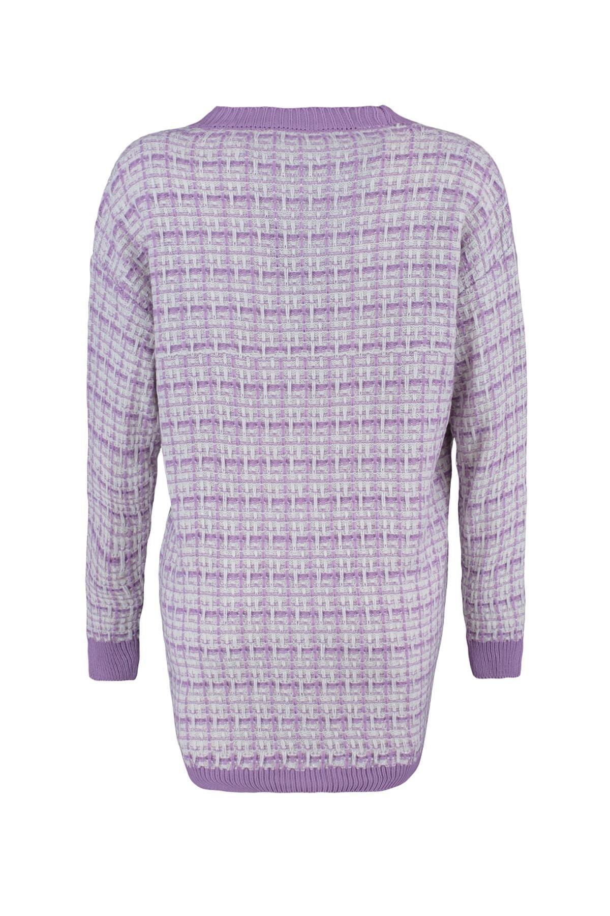 Purple Oversize V Neck Cardigan, Purple, large image number 5