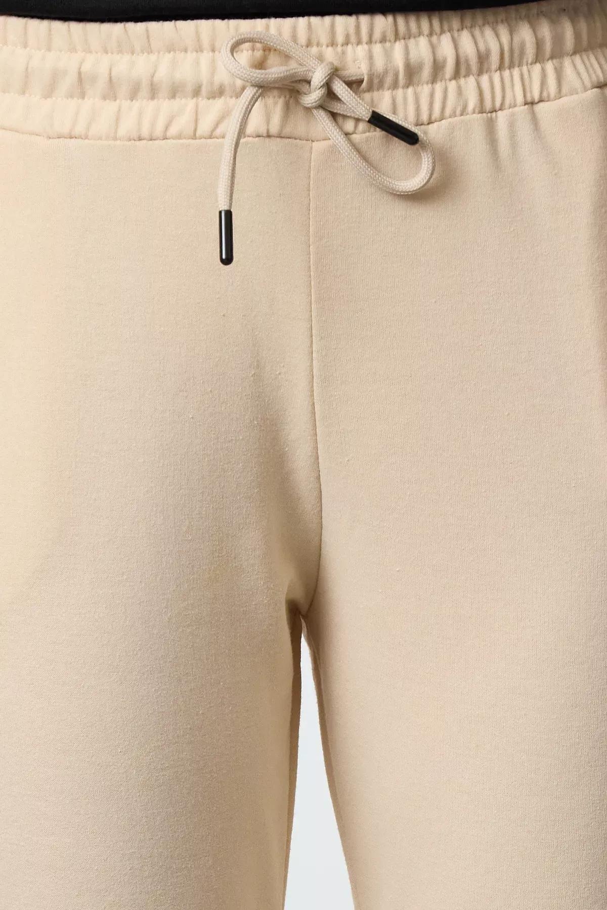 Beige Basic Jogger Knit Sweatpants, STONE, large image number 2