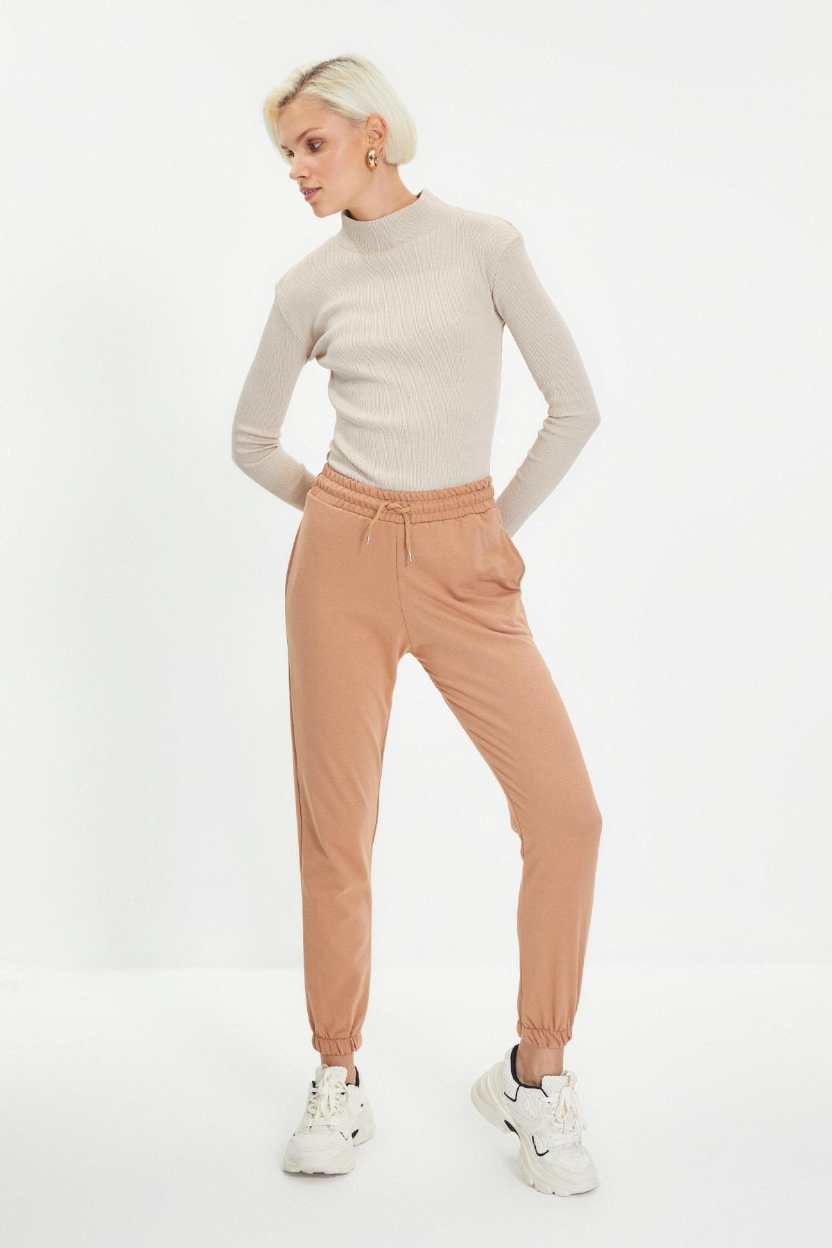 Brown Basic Knit Jogger Pants, , large image number 10