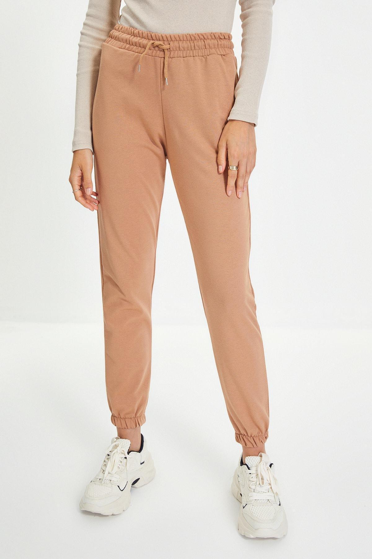 Brown Basic Knit Jogger Pants, , large image number 16