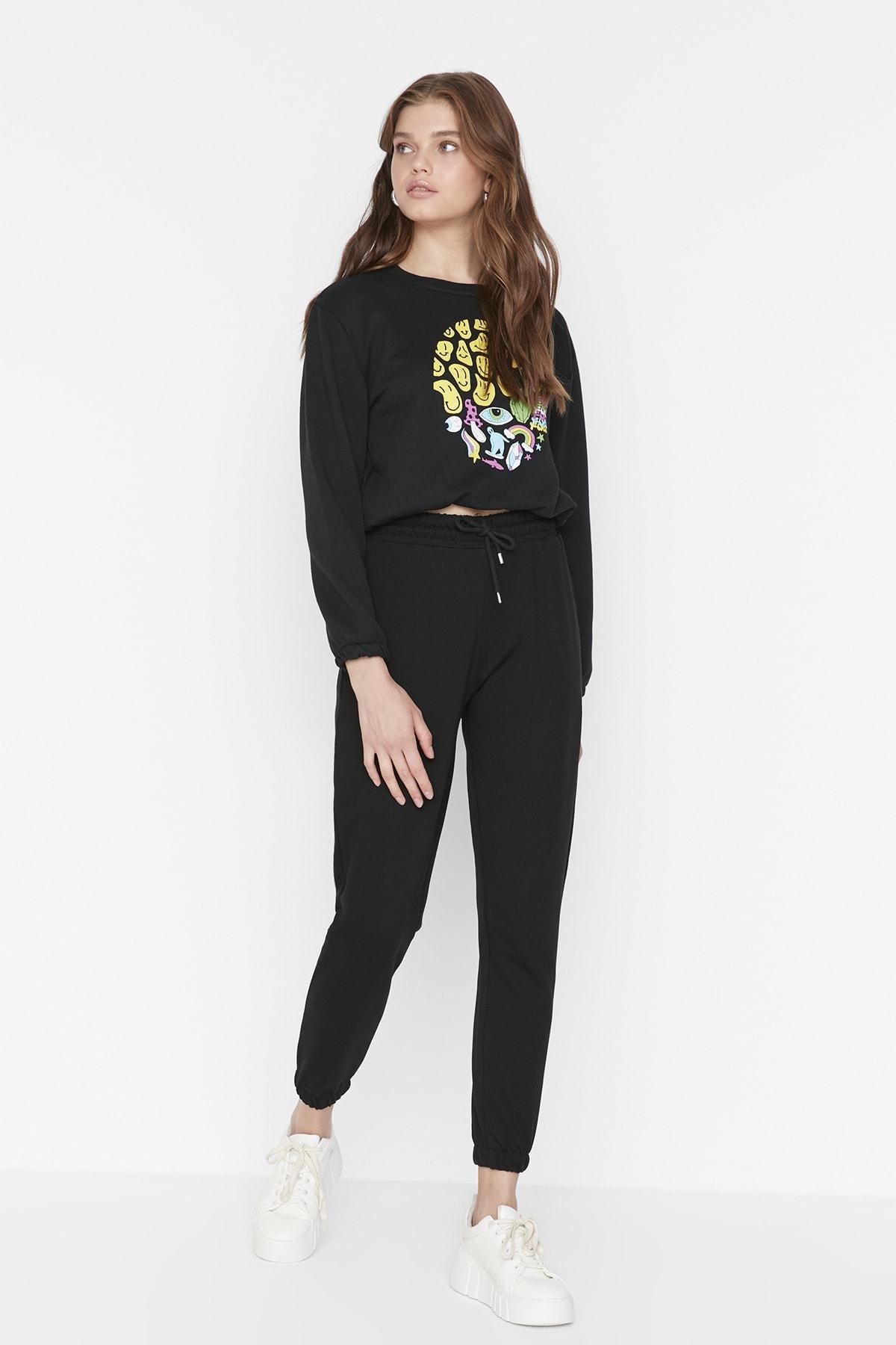 Black Basic Jogger Sweatpants, , large image number 8