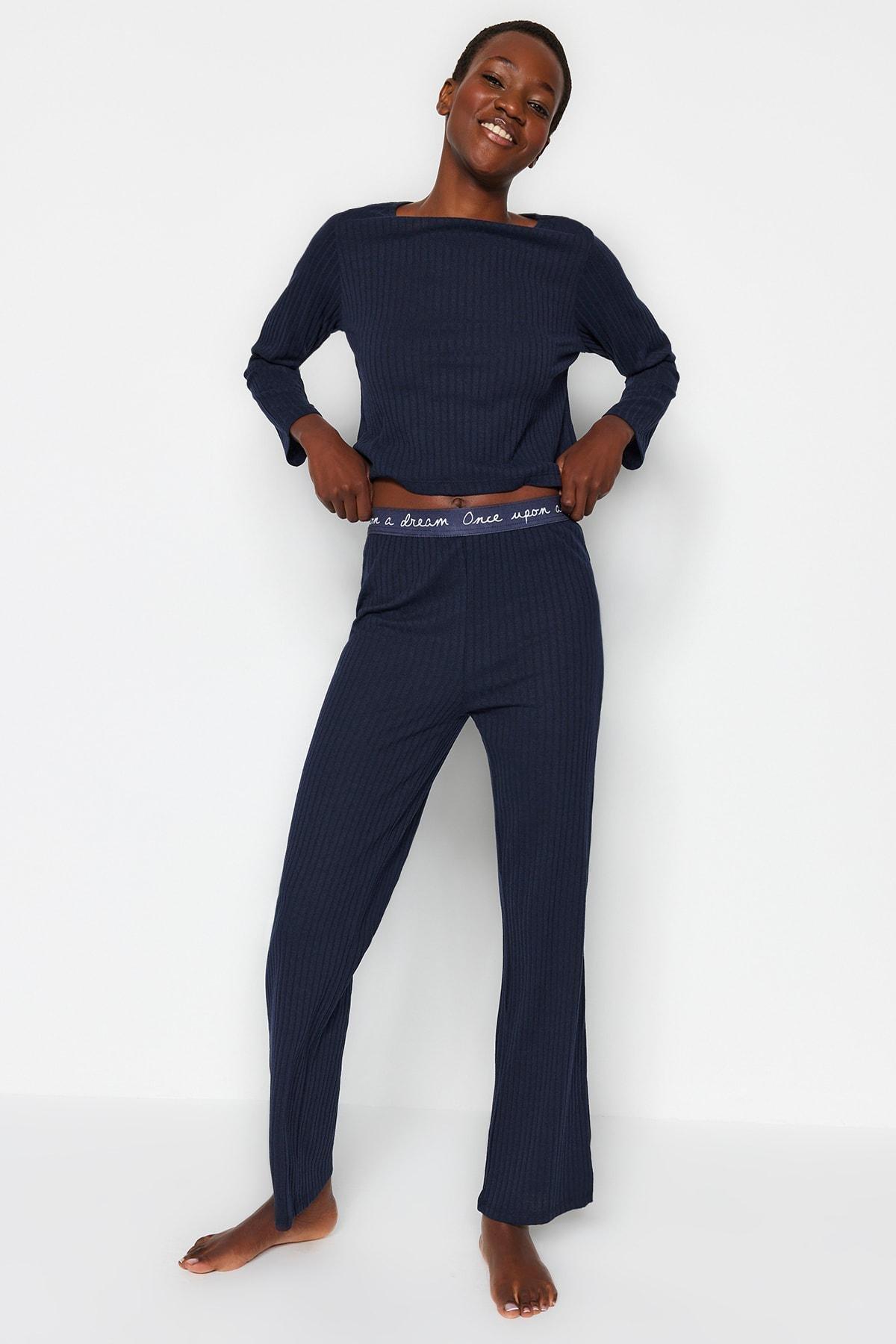 Navy Mid Waist Pajama Set, , large image number 2