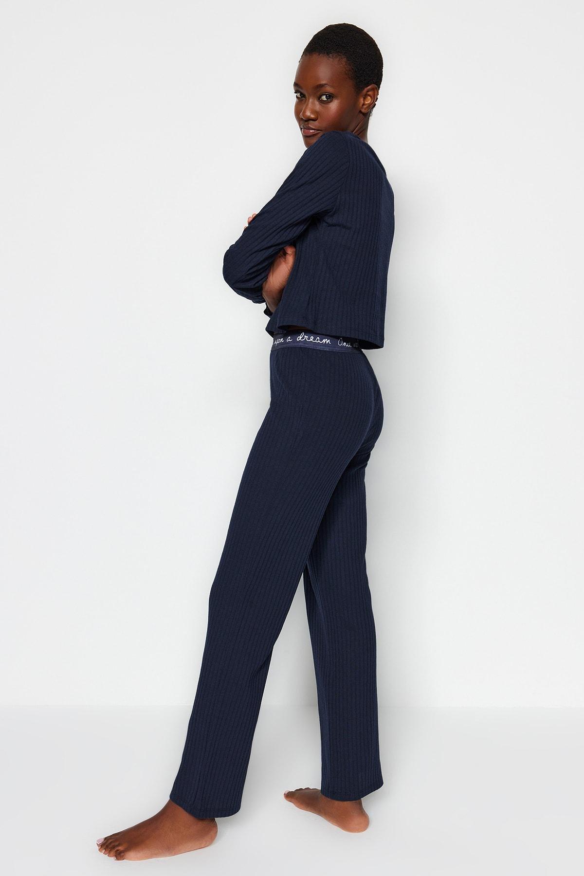 Navy Mid Waist Pajama Set, , large image number 3