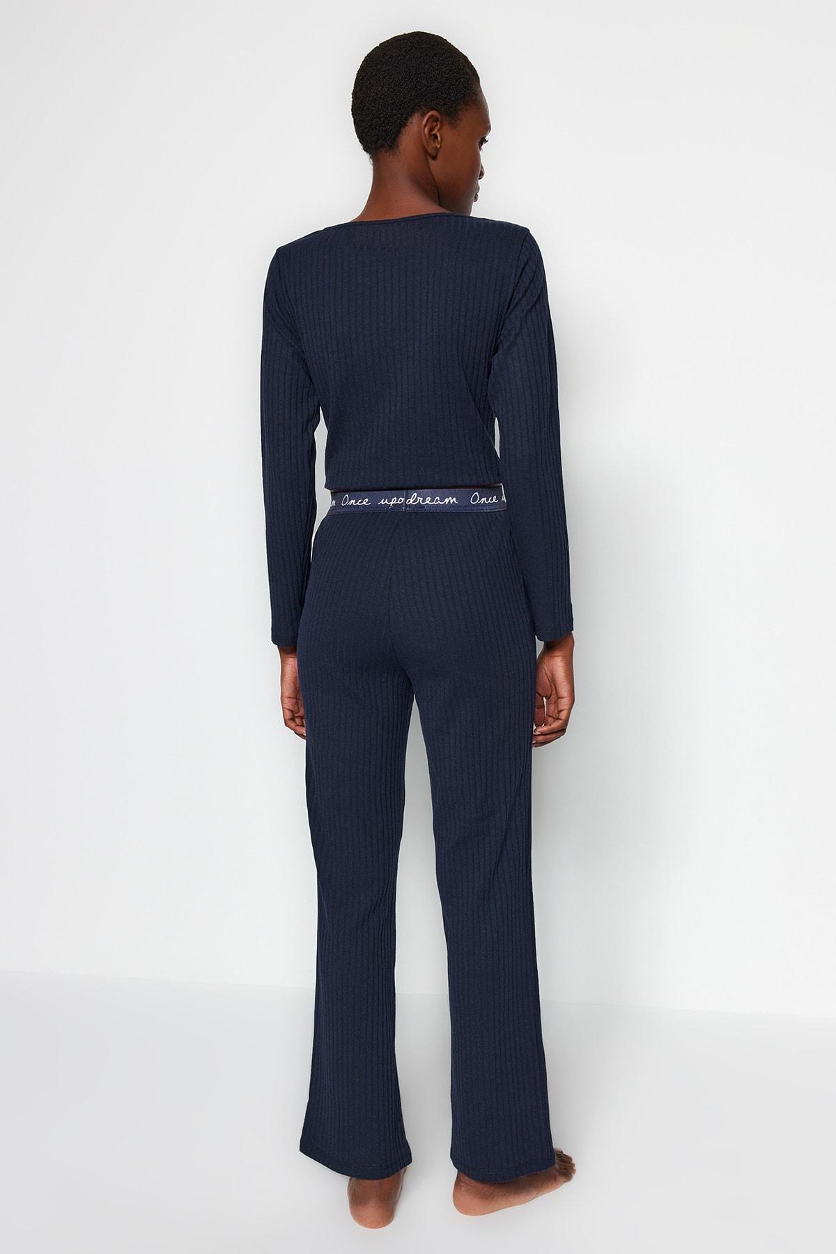 Navy Mid Waist Pajama Set, , large image number 6
