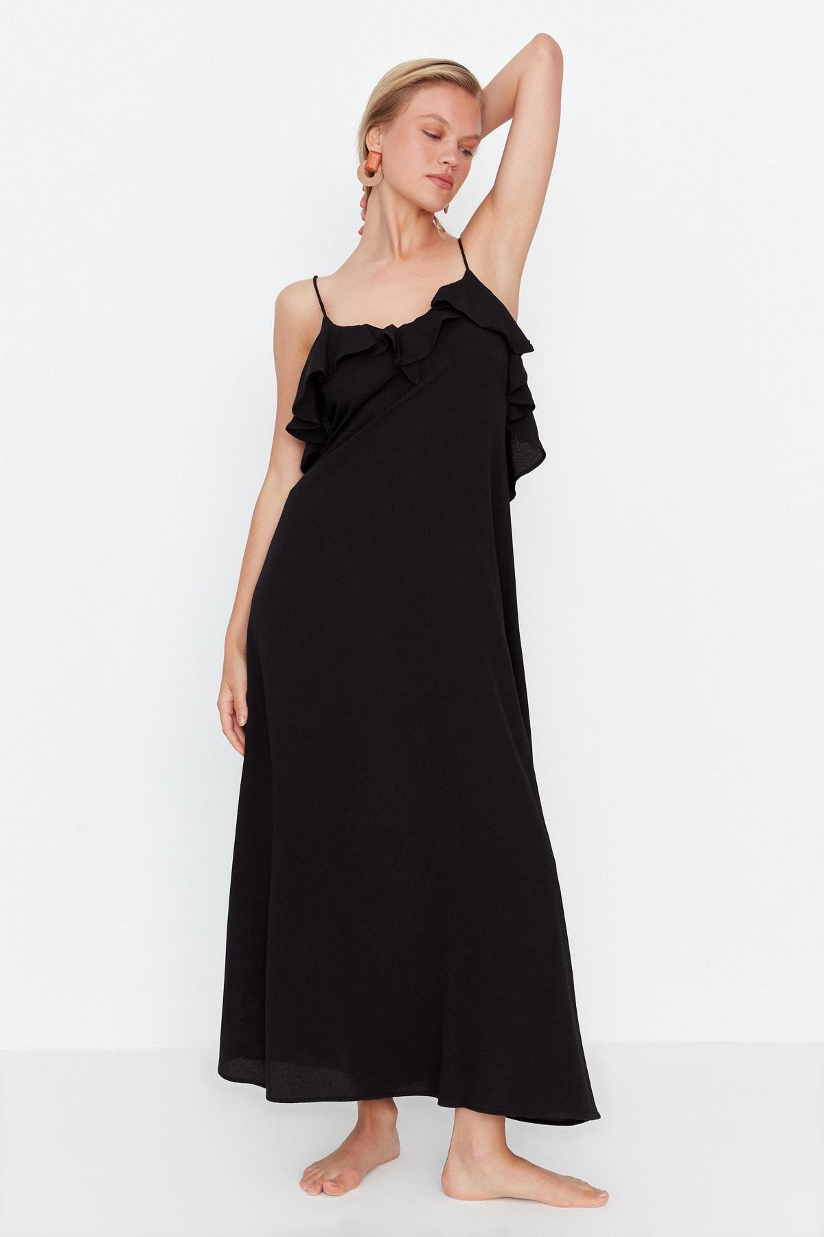 Black Halter Neck Beach Dress, , large image number 0