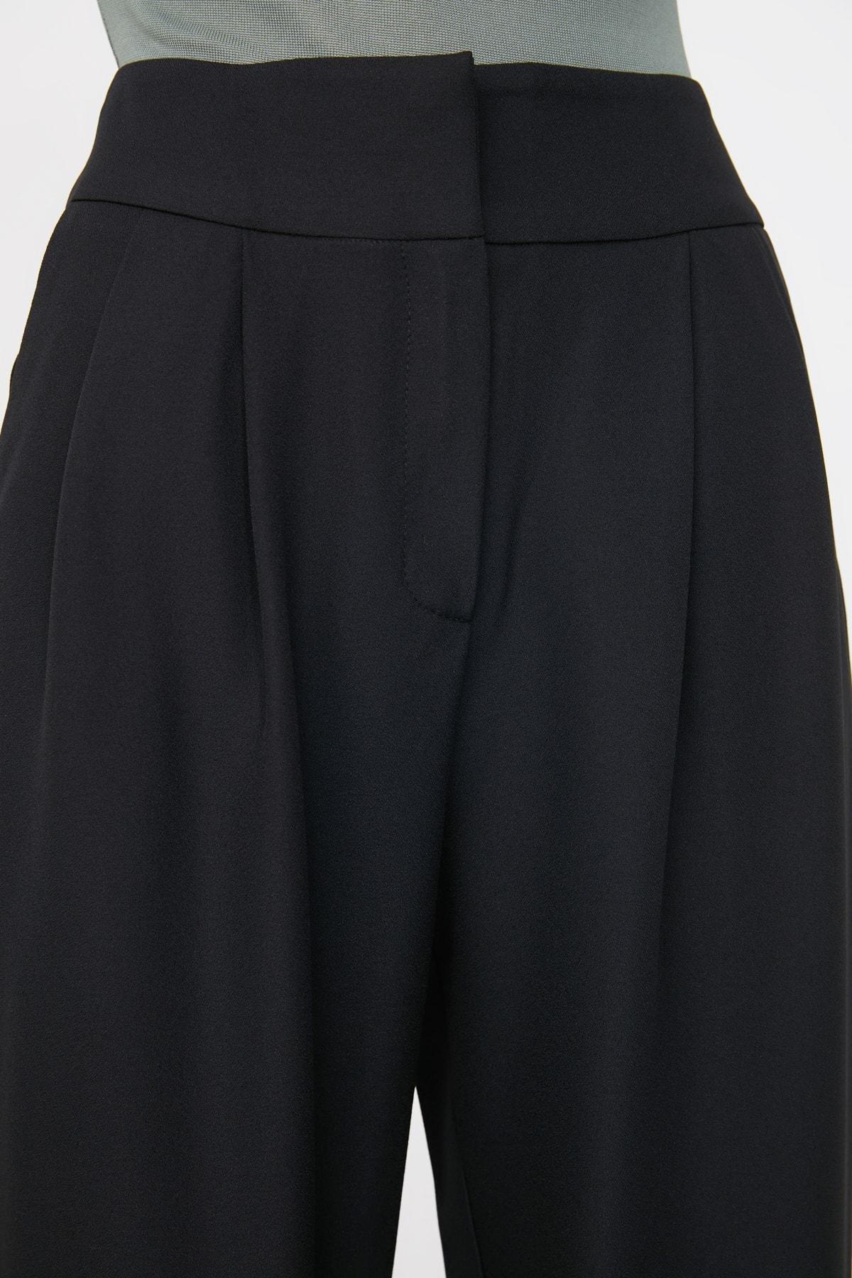 Black Straight High Waist Pants, , large image number 7