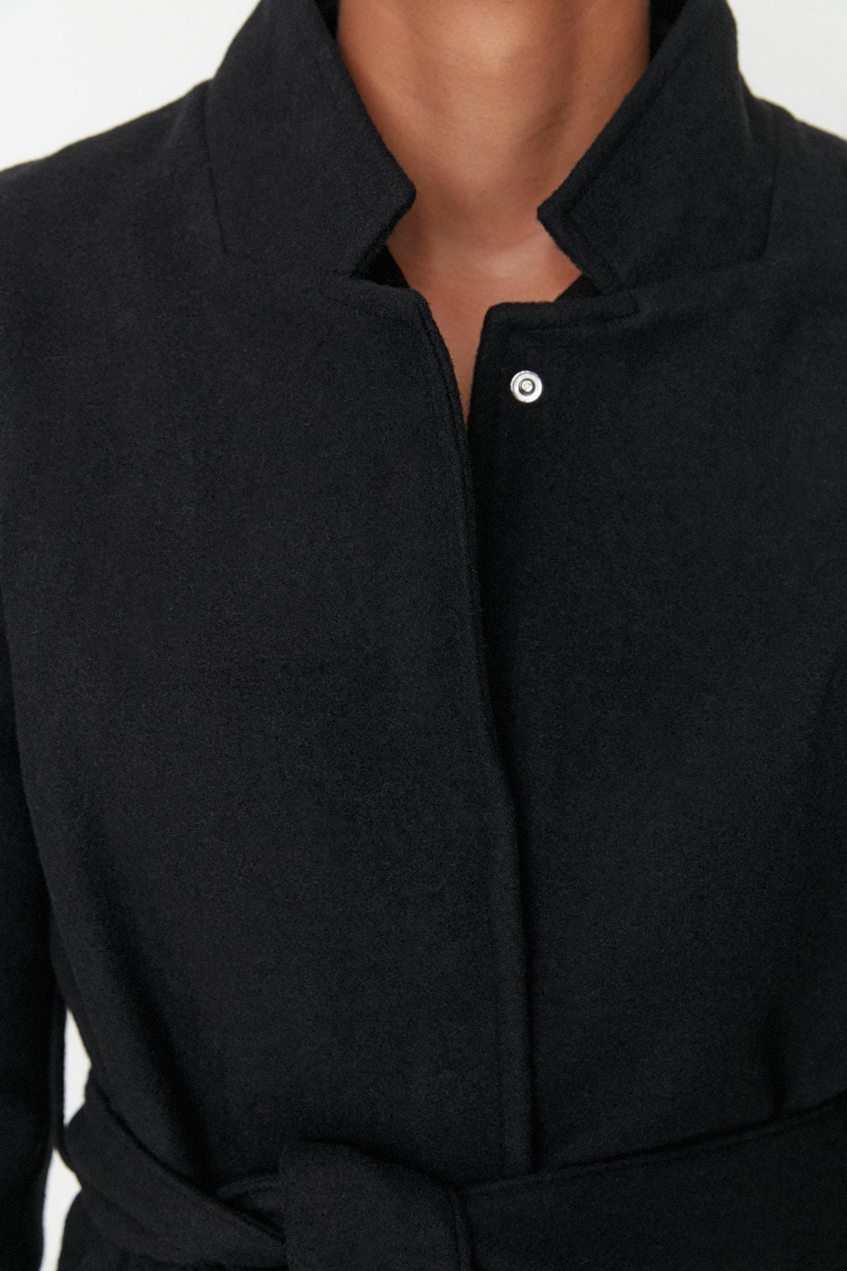 Black Double Breasted Midi Coat, , large image number 3