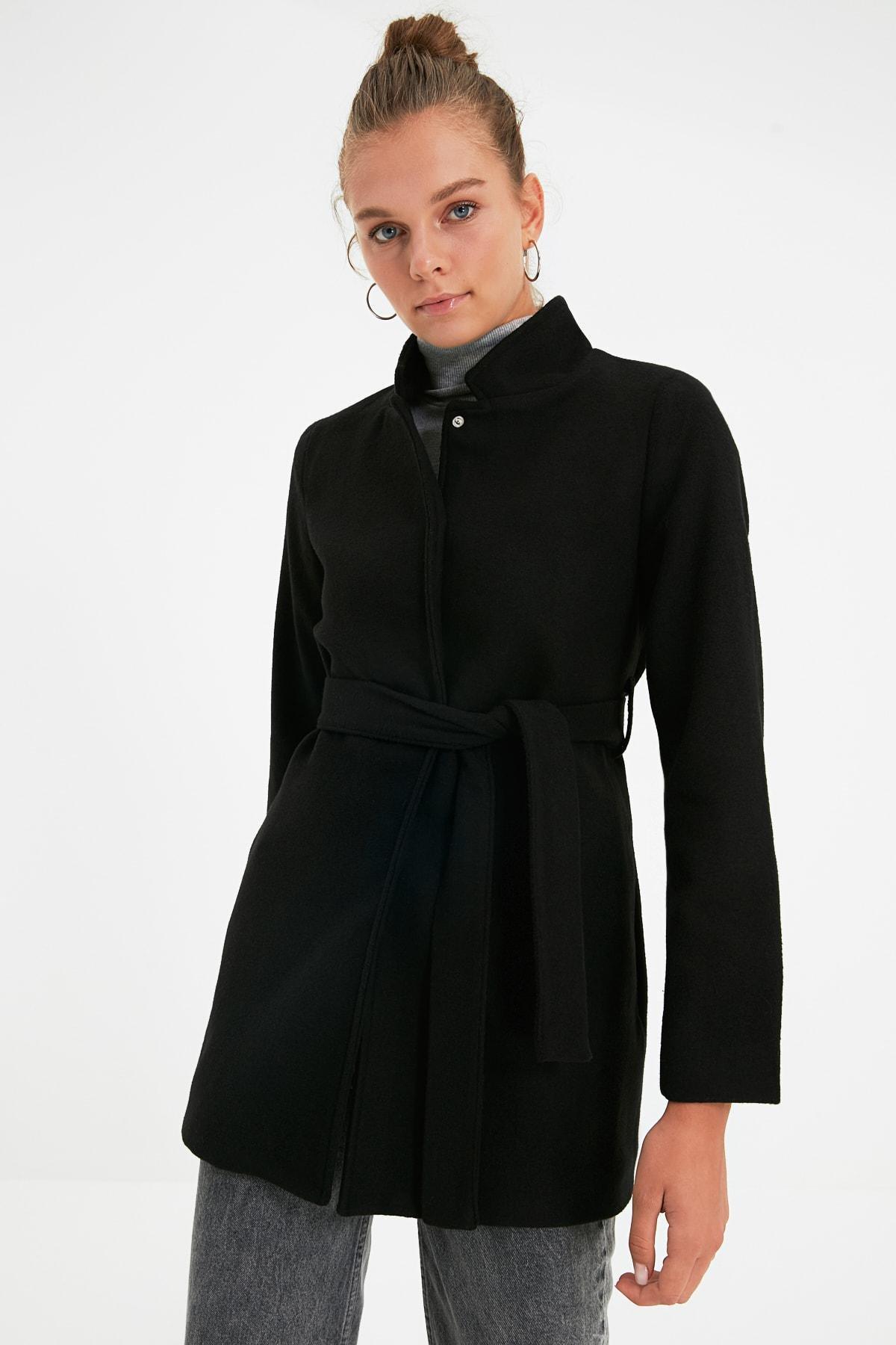 Black Double Breasted Midi Coat, , large image number 7