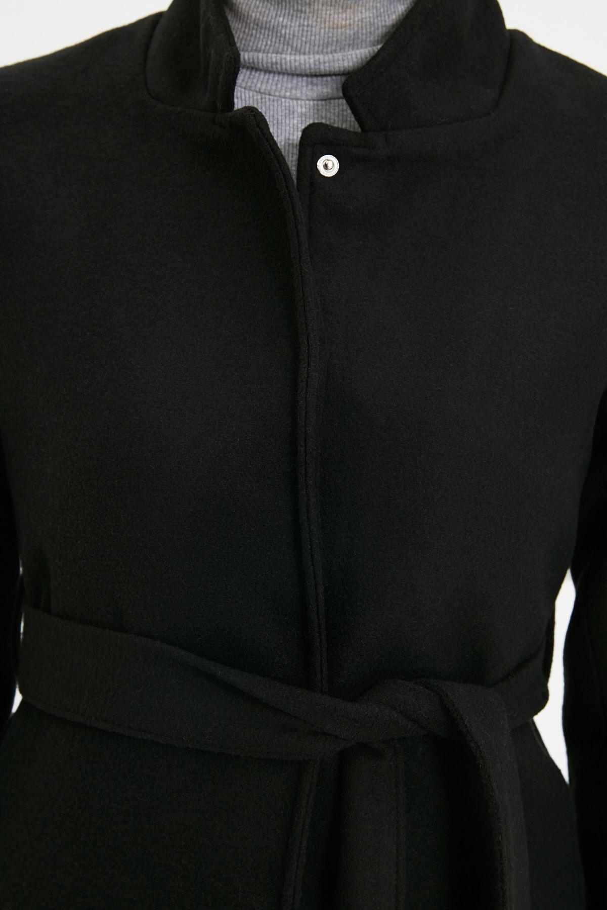Black Double Breasted Midi Coat, , large image number 8